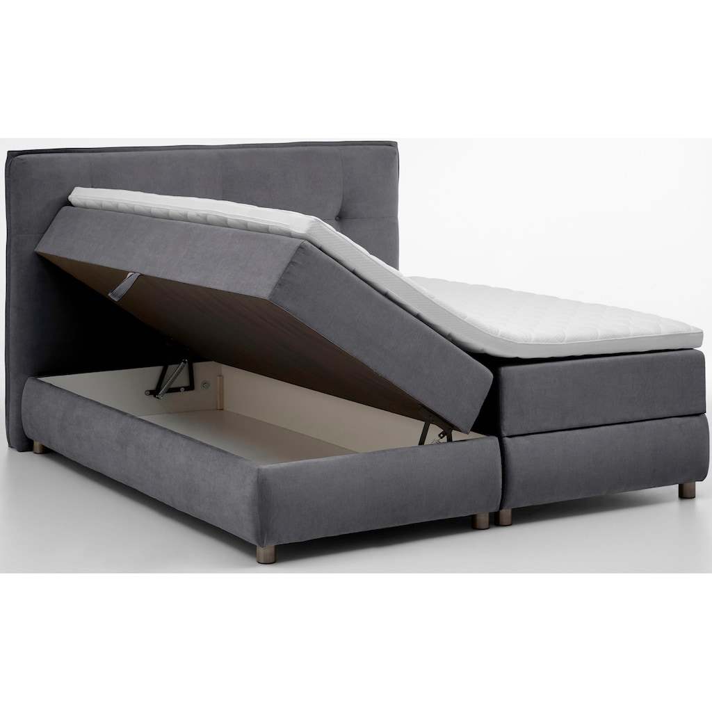 ATLANTIC home collection Boxspringbett »Tilo«, mit Tonnentaschen-Federkernmatratze, inkl. Bettkasten und Topper