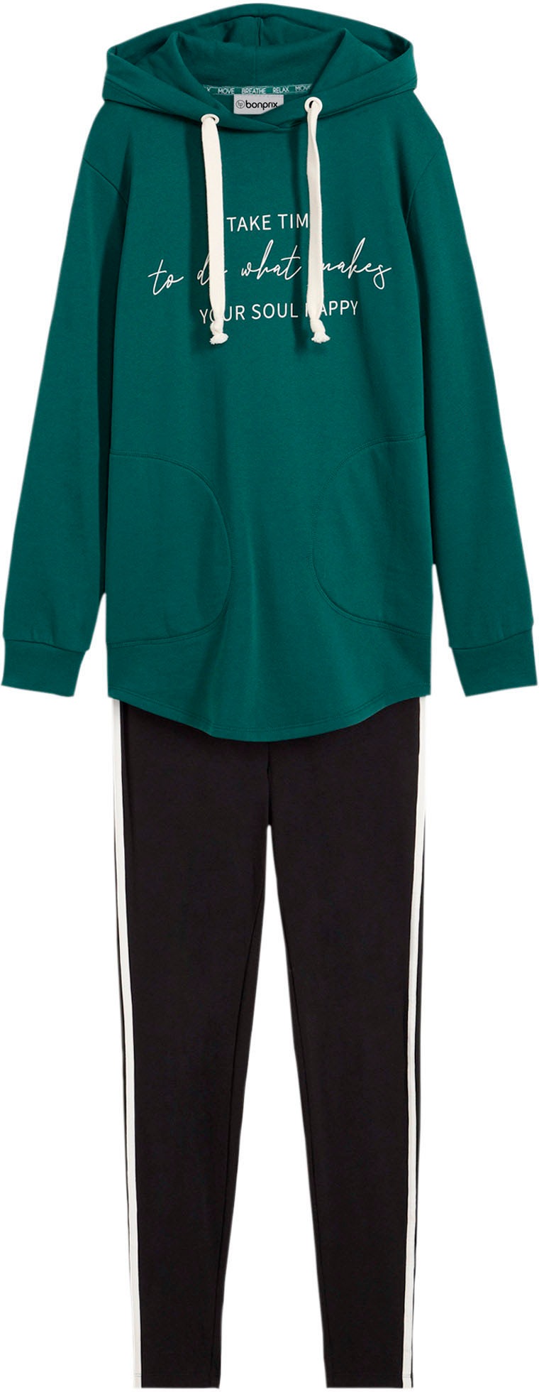 bonprix Jogginganzug »Jogginganzug mit Long-Sweatshirt und Leggings (2-teilig)« zweiteiliges Set, extra langes Sweatshirt, knöchelfreie Leggings