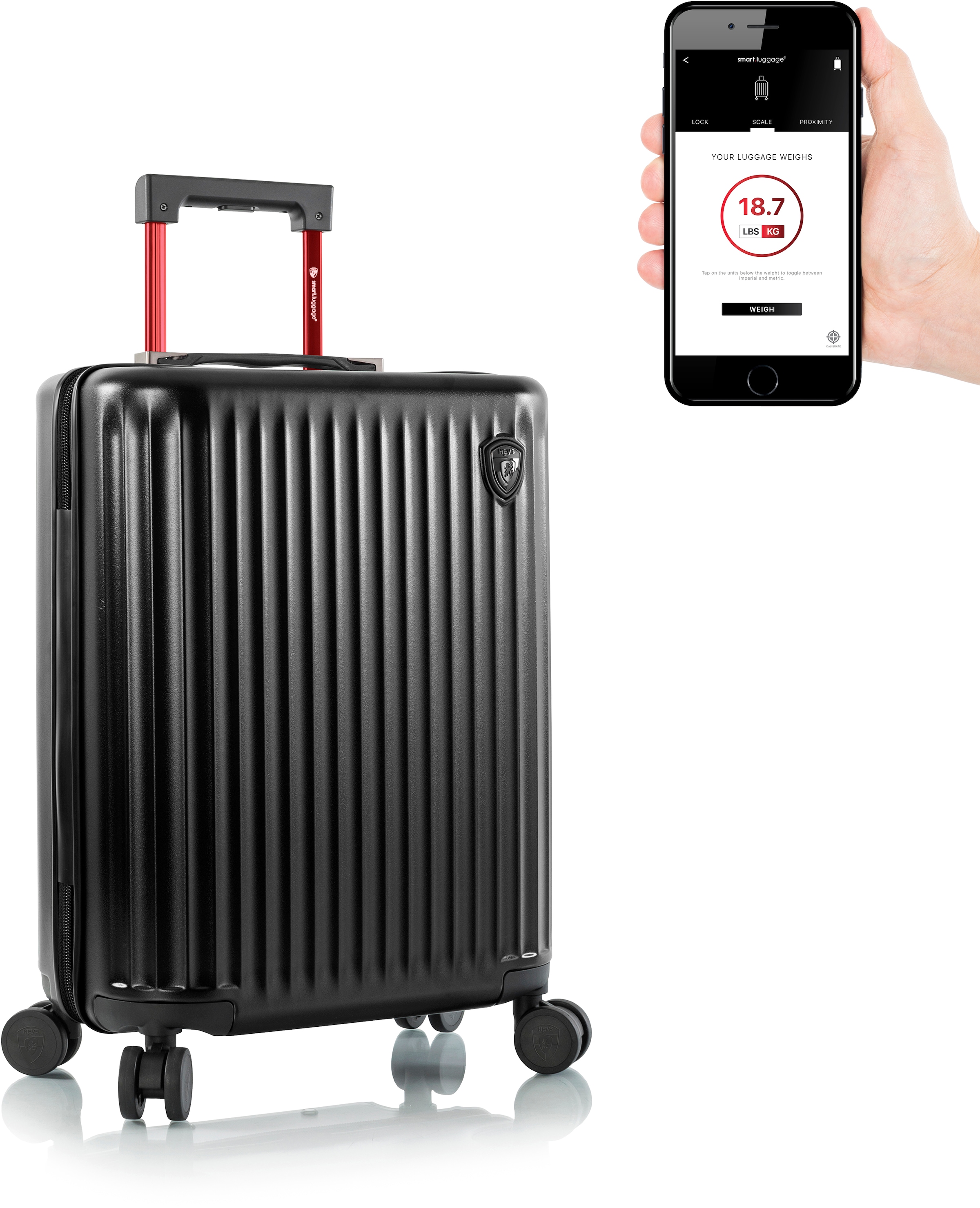 Heys Hartschalen-Trolley »Smart Luggage®, in verschiedenen Farben und Größen«, 4 Rollen, Heys x Joachim Llambi Handgepäck Smart Gepäck mit App-Funktion