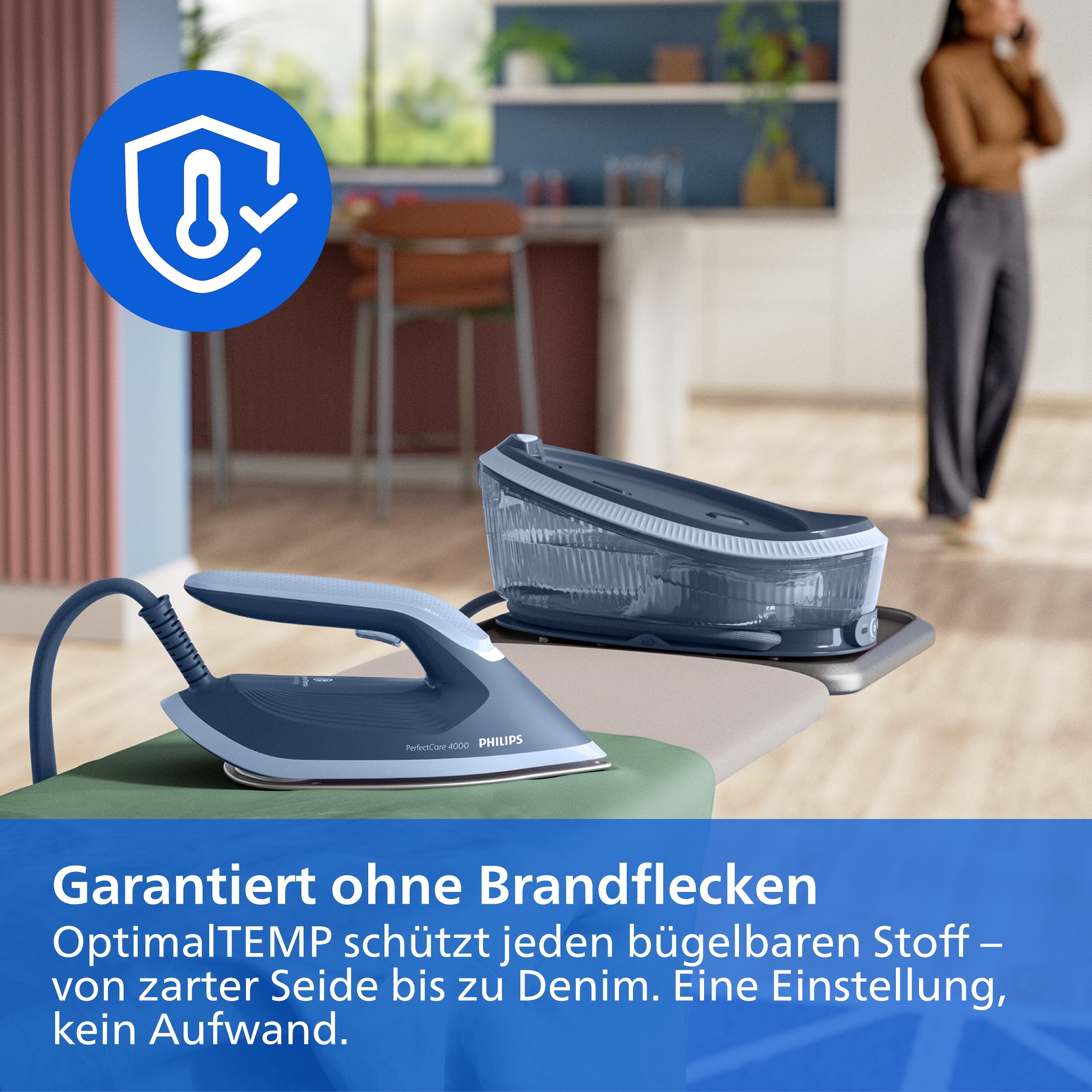 Philips Dampfbügelstation »4000 Series PSG4020/20, dunkelblau« 1.700 ml Wassertank 2.400 Watt, Vertikaldampf, SteamGlide Plus Bügelsohle, 450gr Dampfstoß