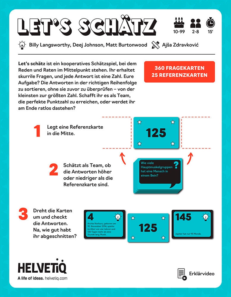 Helvetiq Spiel »Let's Schätz« Made in Europe