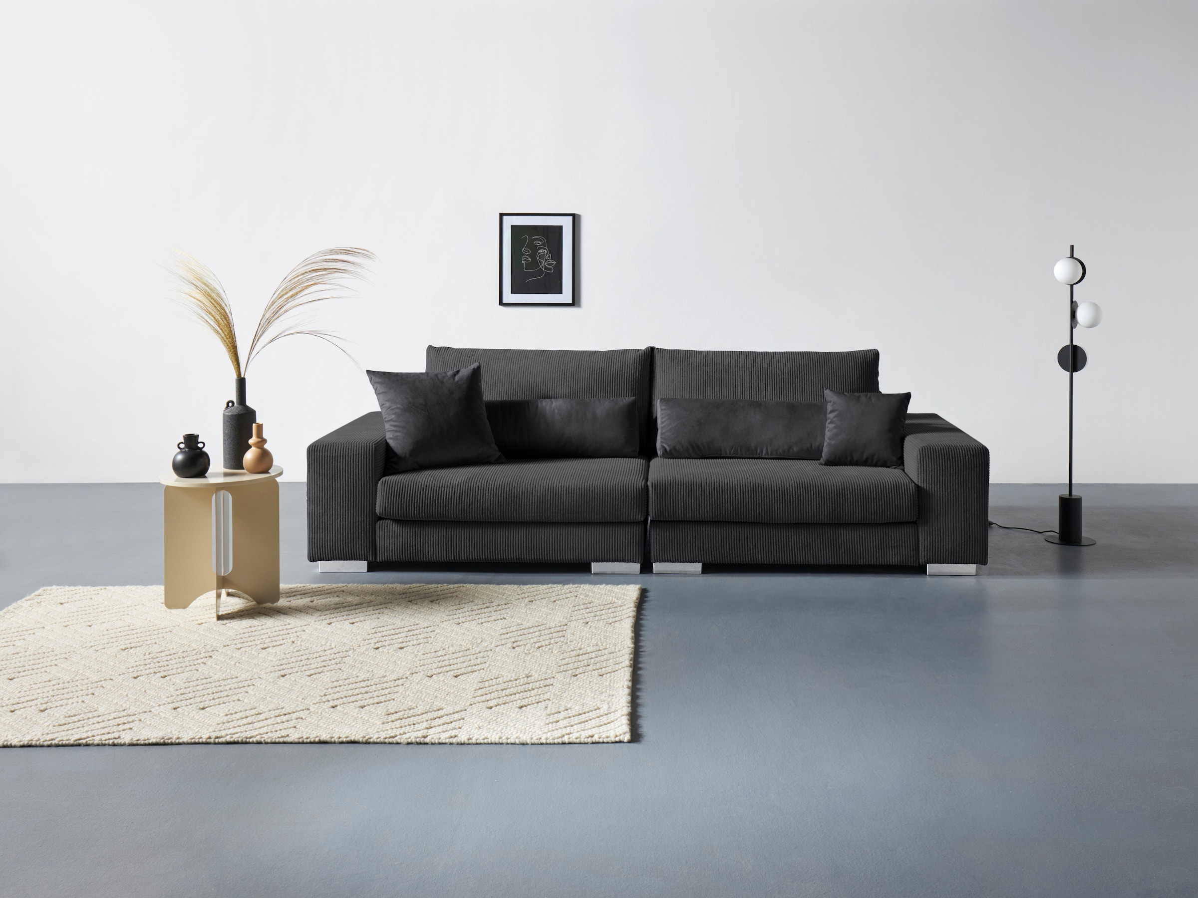 Home affaire Big-Sofa »Vasco«, Breite 277 cm, inkl. 6-teiliges Kissenset, in Cord