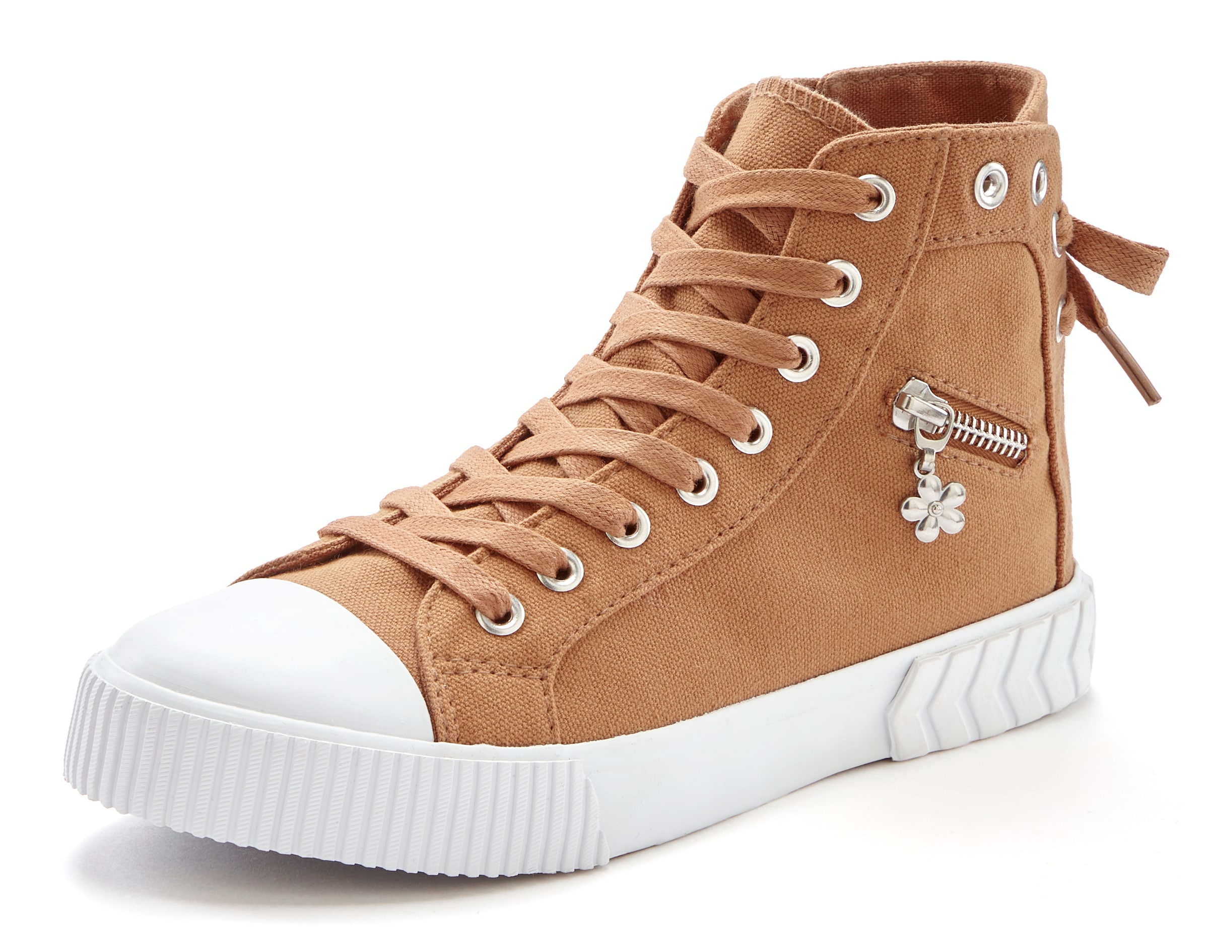 LASCANA Stiefelette »Sneaker,«, aus Textil zum Schnüren, High-Sneaker, Schnür-Boots VEGAN