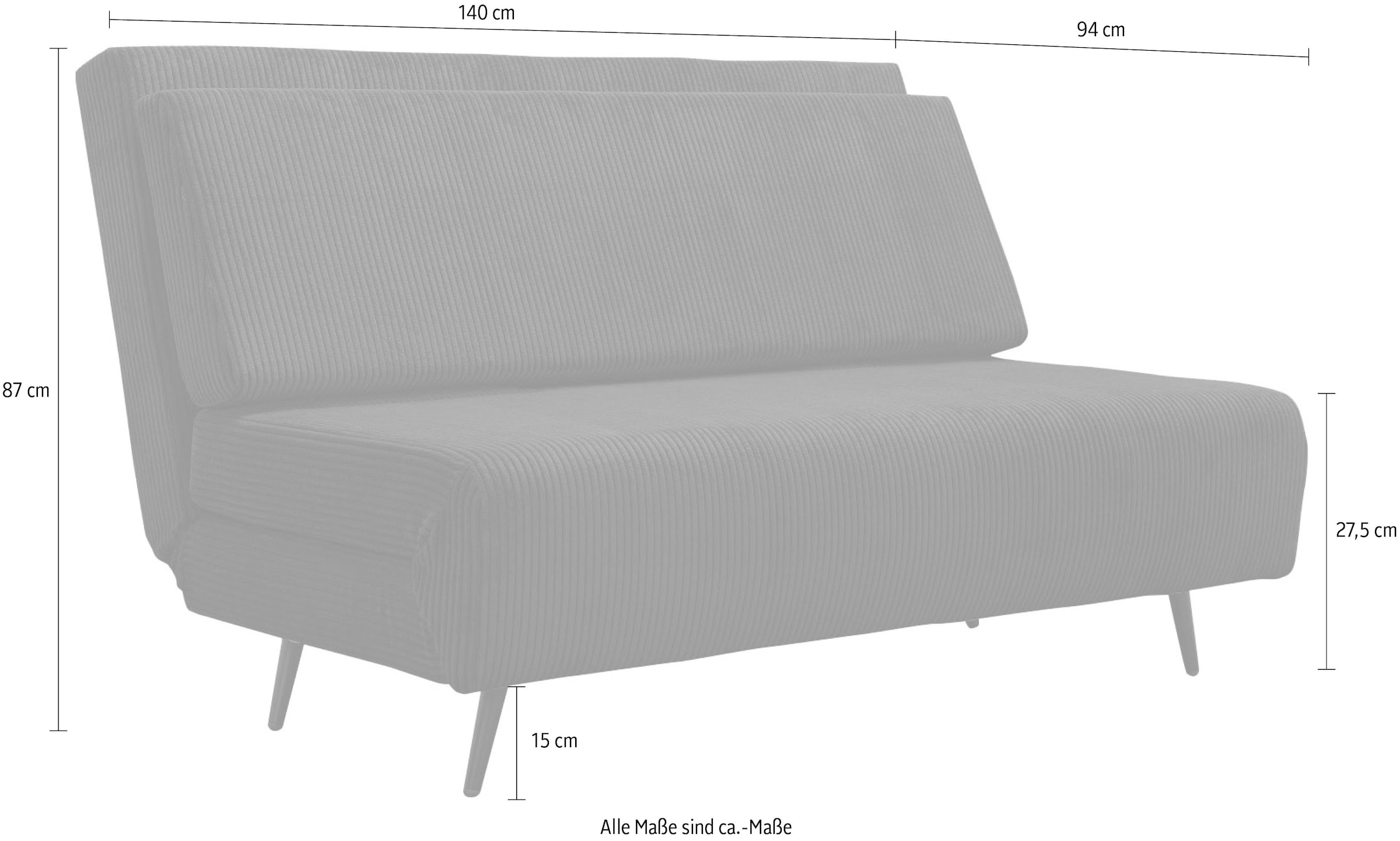 andas Schlafsofa »Linnea«, Daybed mit aufklappbarer Liegefläche, in Webstoff, Veloursstoff, Cord