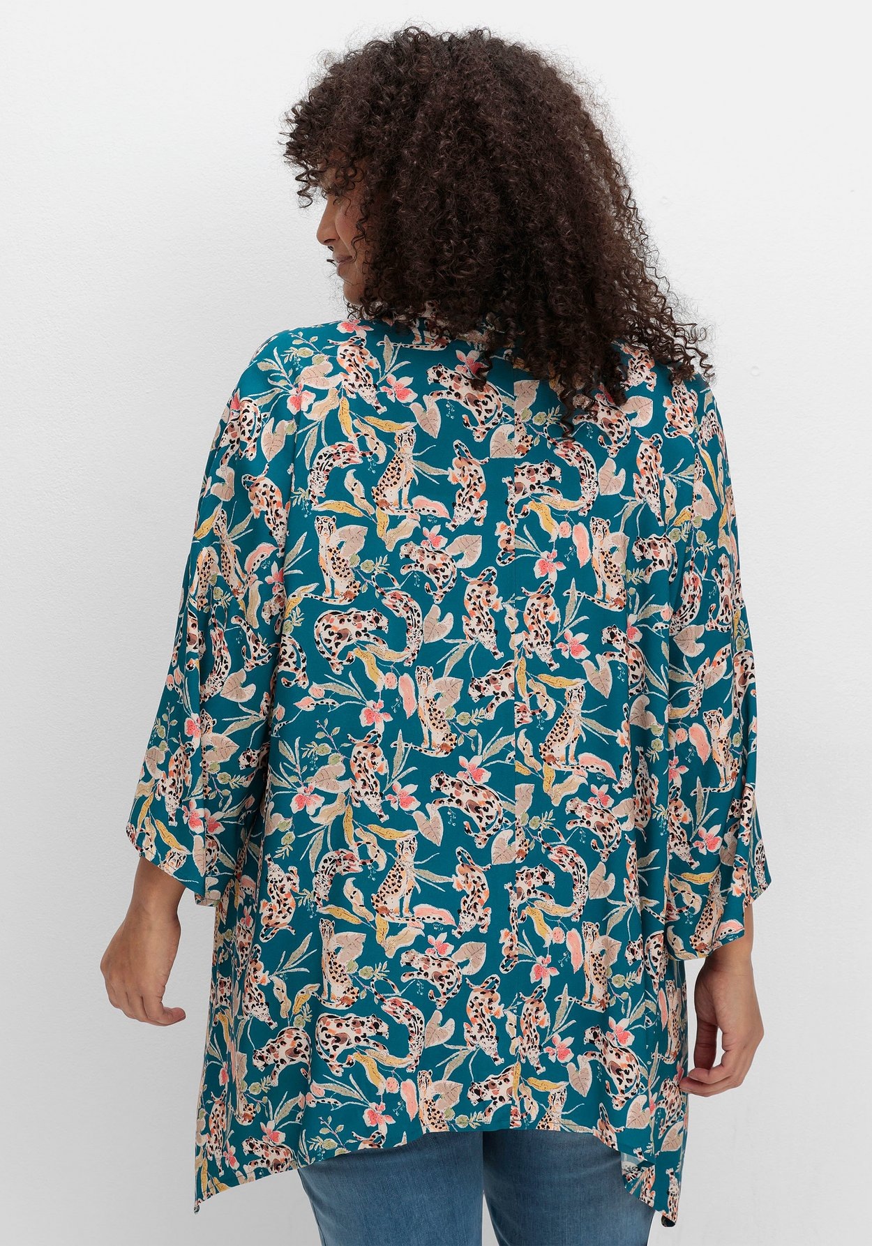 Sheego Longbluse »Blusenjacke im Kimono-Stil, mit Blumendruck«