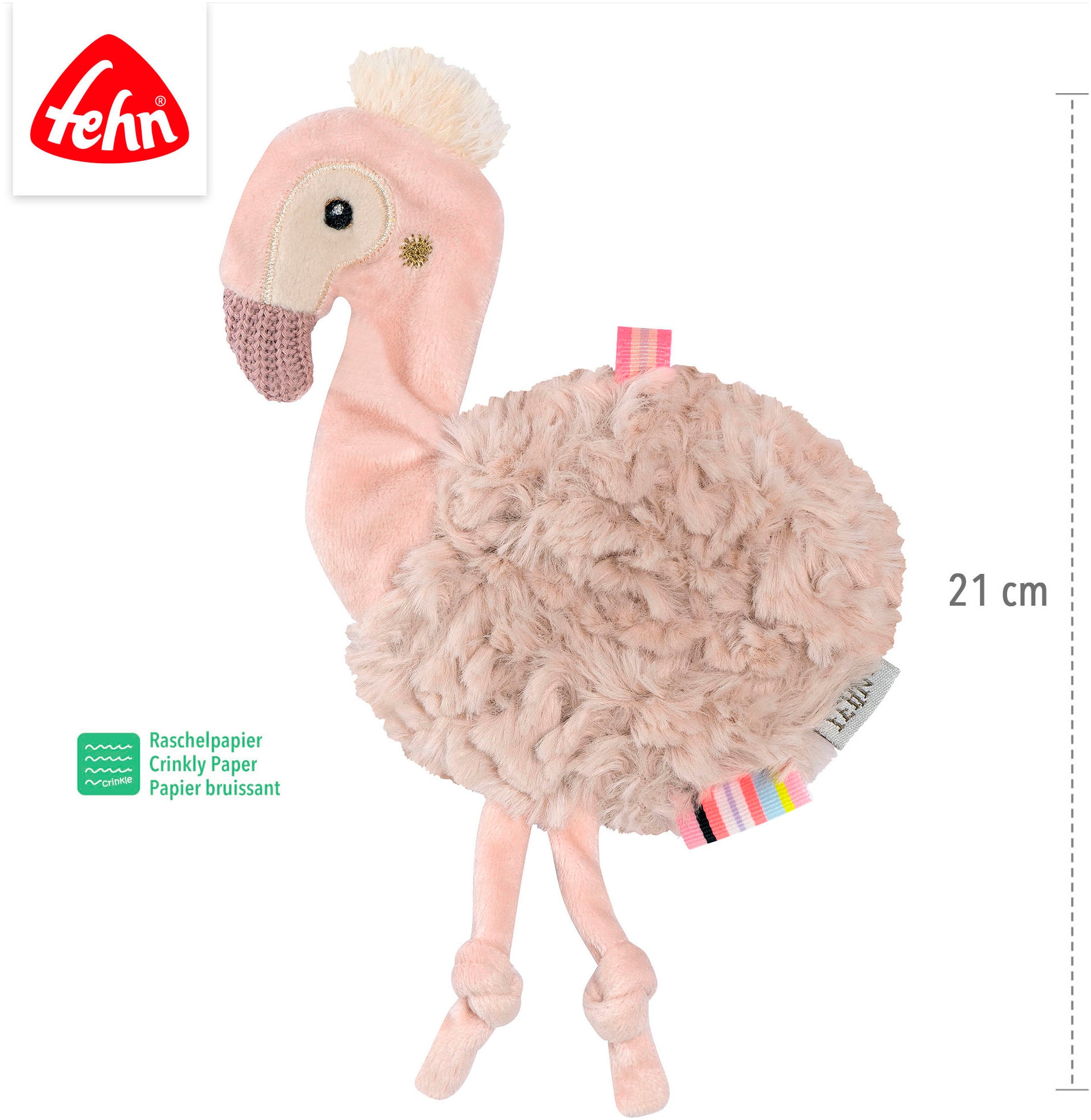 Fehn Greifspielzeug »Lazy, Crazy & Pink, Knister-Flamingo«
