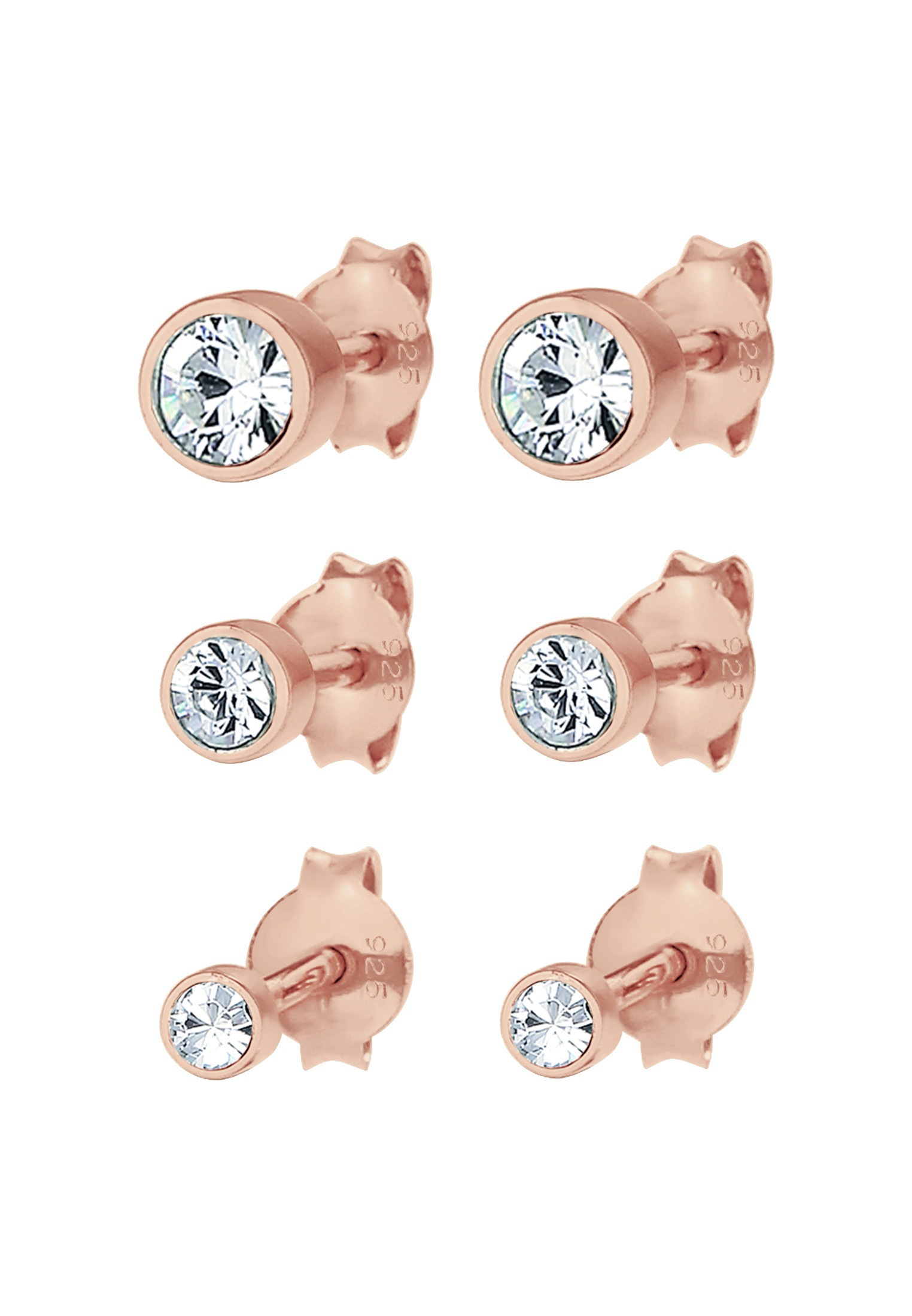 Elli Ohrstecker-Set »Ohrringe Stecker Kristalle (3 tlg) 925 Silber«