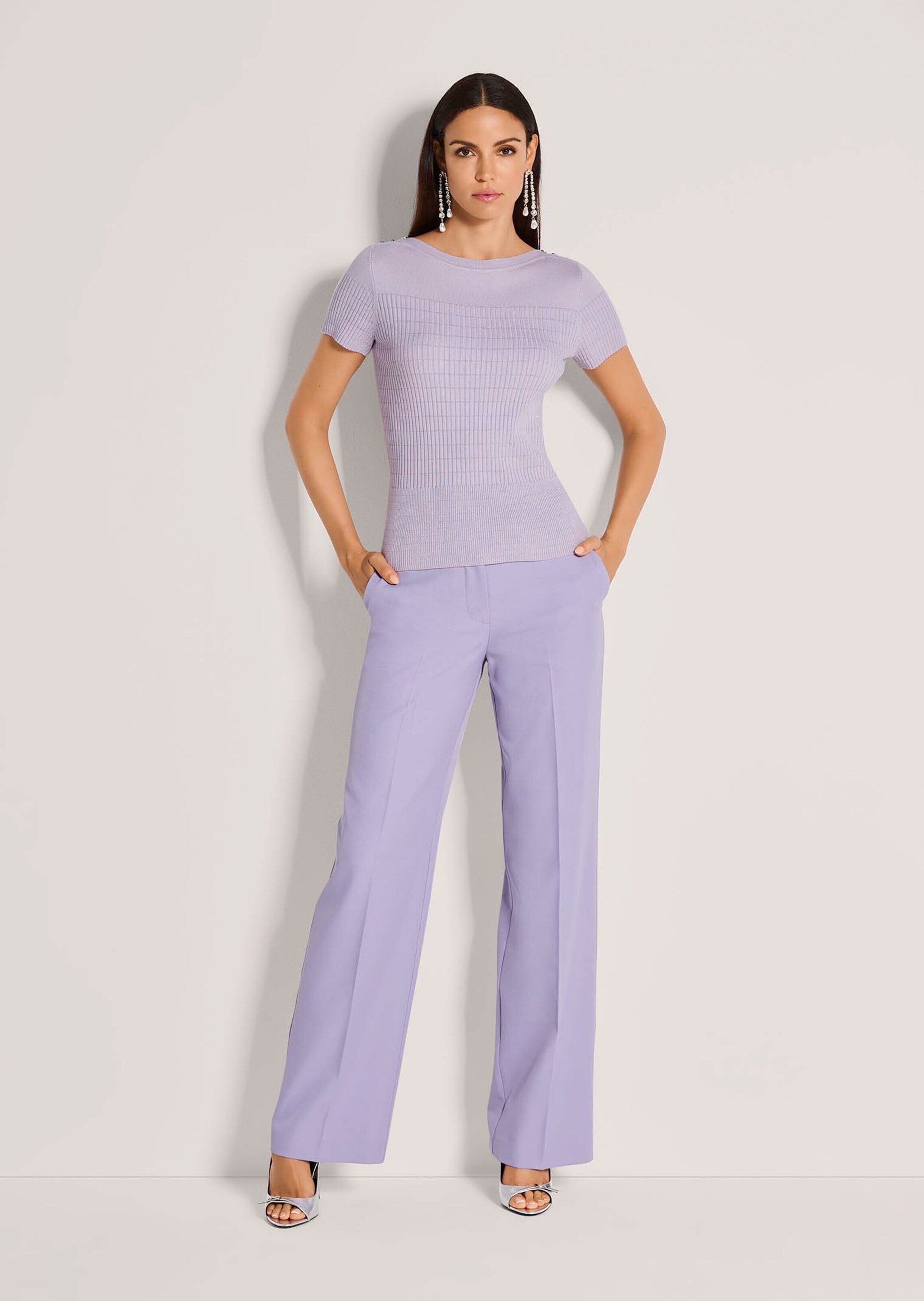 MADELEINE Longpullover »Viskosepullover Sommerpullover mit Zierknöpfen« Mix aus Glatt- und Rippenstrick