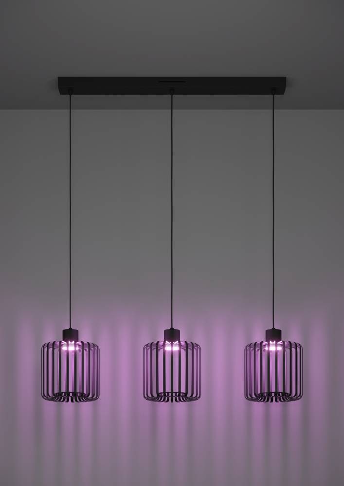 EGLO Hängeleuchte »GINESTRONE-Z Hängelampe schwarz, ZigBee 3.0, Timer, Pendelleuchte,«, 3 flammig, Leuchtmittel LED-Modul | LED fest integriert, App/Sprachsteuerung Alexa, 90x20x110cm, exkl. Fernbedienung, 3-flammig