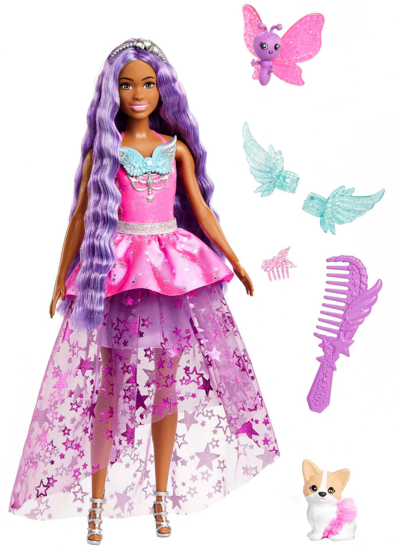 Barbie Anziehpuppe »Ein verborgener Zauber, Brooklyn-Puppe mit zwei märchenhaften Tieren«