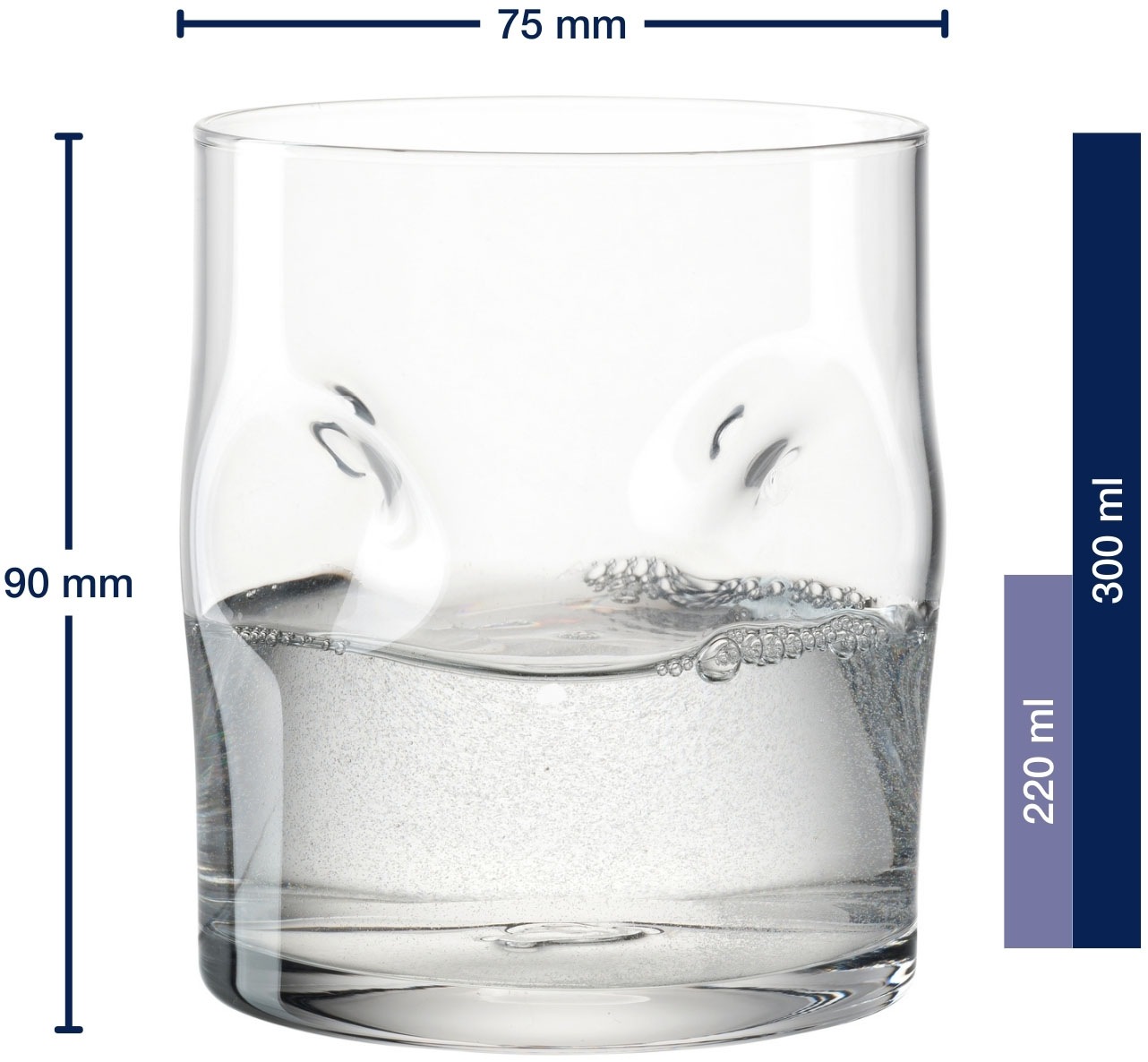 LEONARDO Gläser-Set »Trinkglas VESUVIO, 300 ml, 4er-Set« konische Form, markantes Design - mit Einquetschungen