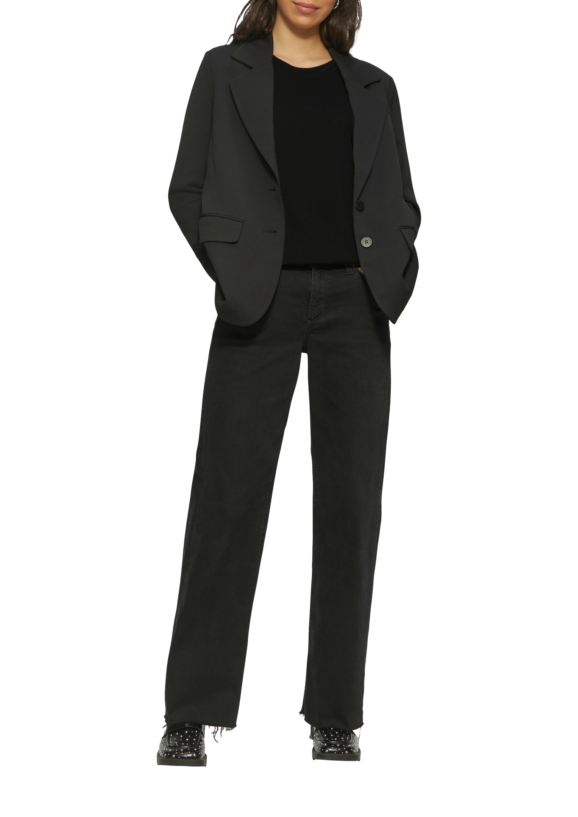 QS Rundhalspullover in Strick-Optik