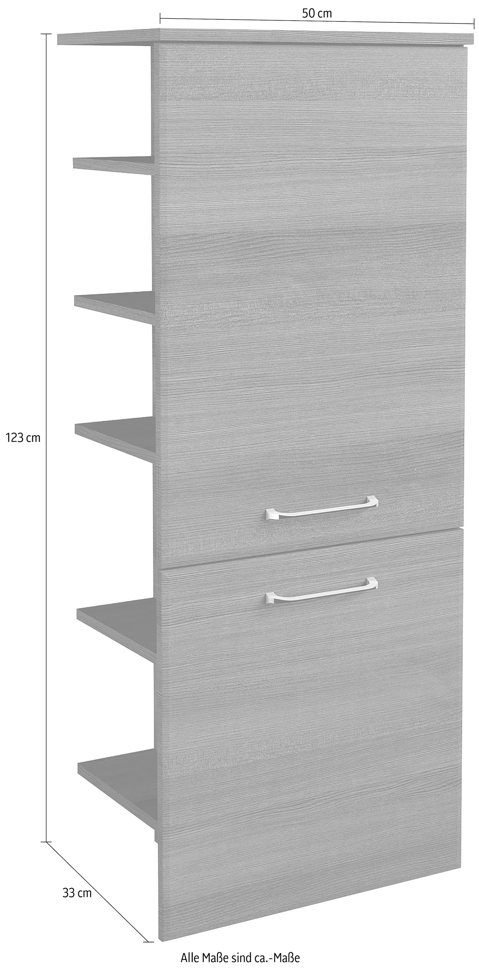 PELIPAL Midischrank »Quickset«, Breite 50 cm, Höhe 123 cm, Glaseinlegeböden,  seitliches Regal online bei OTTO