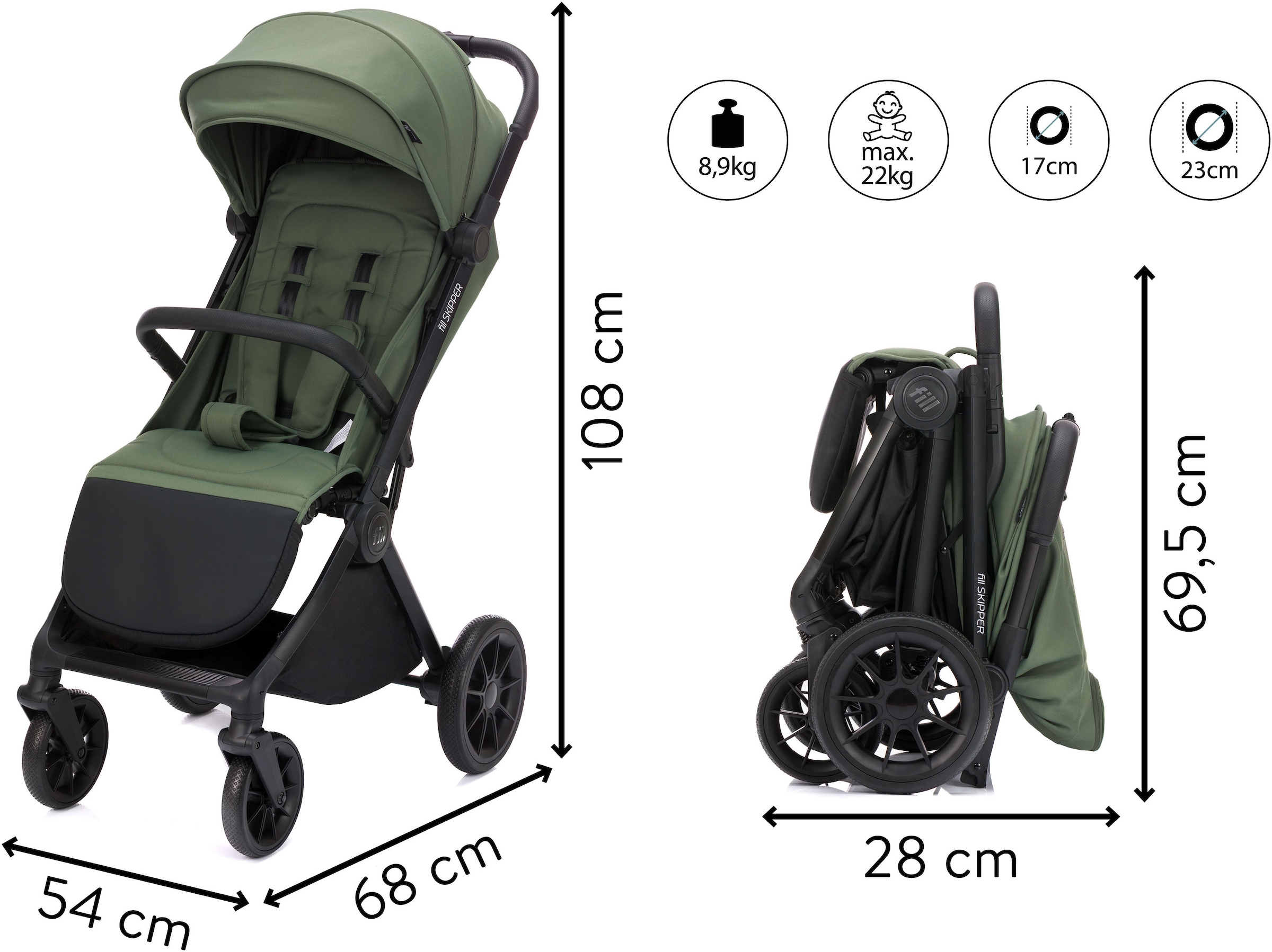 Fillikid Kinder-Buggy »Skipper« 22 kg Gewicht ca. 8,9 kg