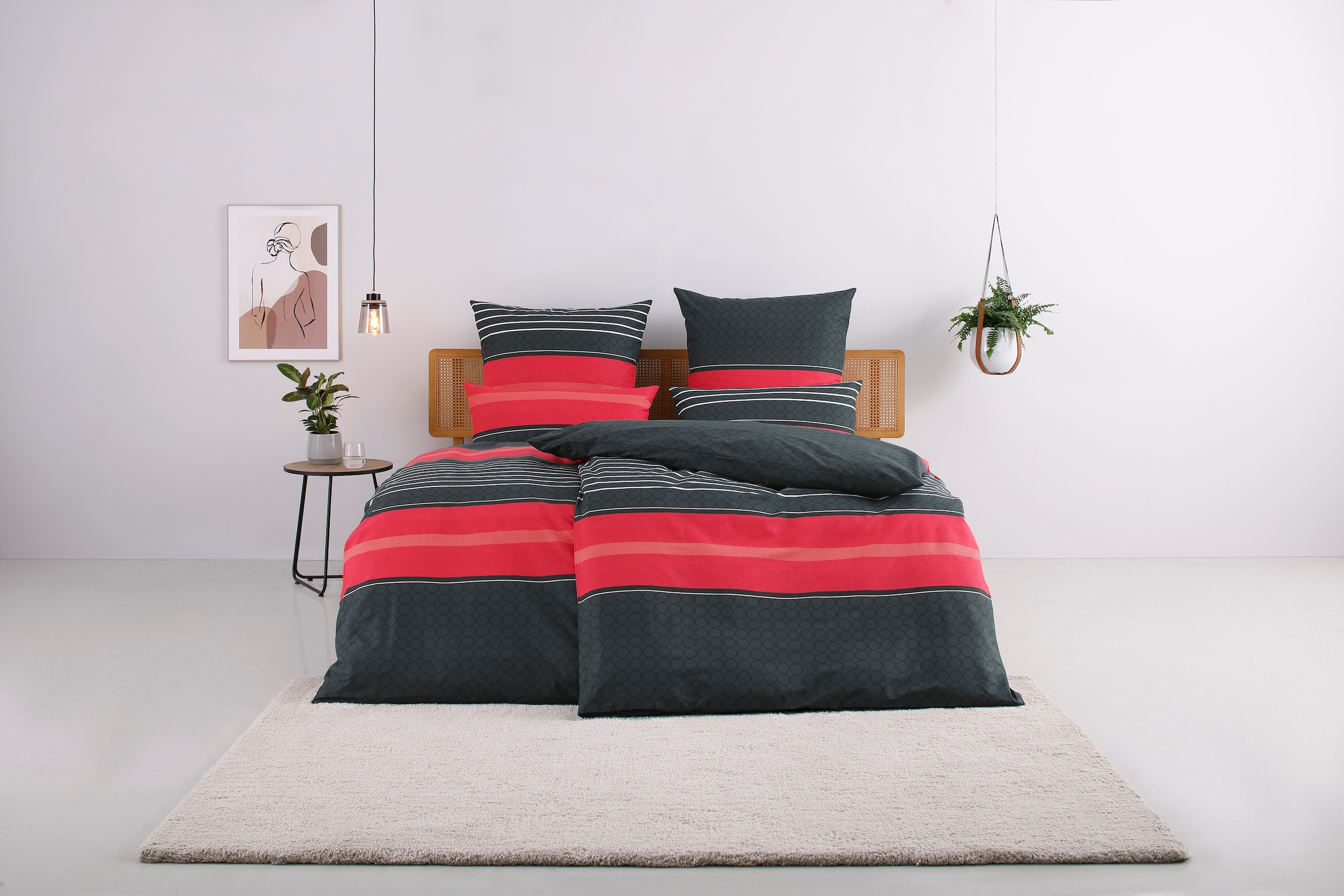 my home Bettwäsche »Circle in Gr. 135x200 oder 155x220 cm«, (2 tlg.),  Bettwäsche aus Baumwolle mit Streifen-Design, moderne Bettwäsche kaufen bei  OTTO