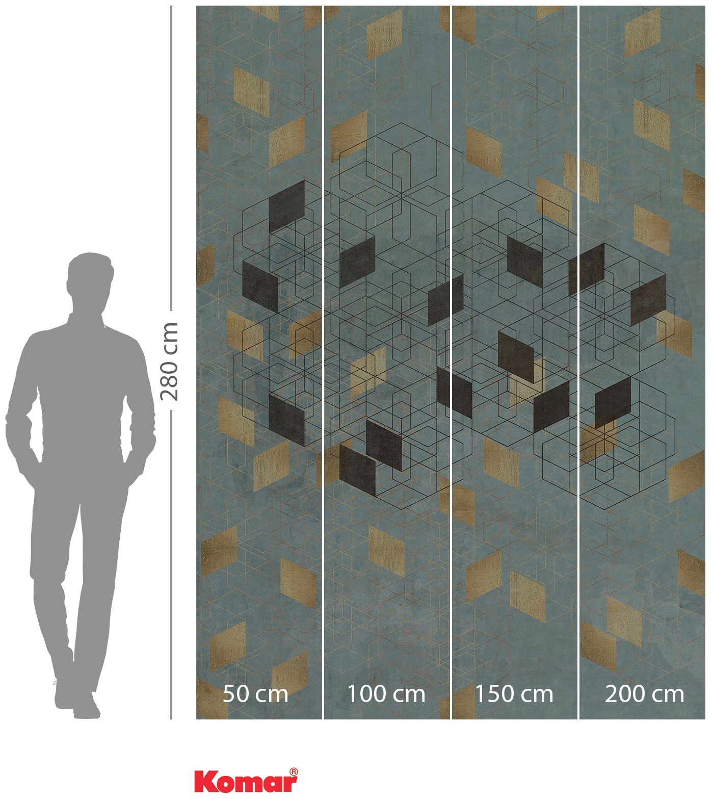 Komar Vliestapete »Digitaldruck Vlies - Plaqué Or - Größe 200 x 280 cm«, bedruckt, Wohnzimmer, Schlafzimmer