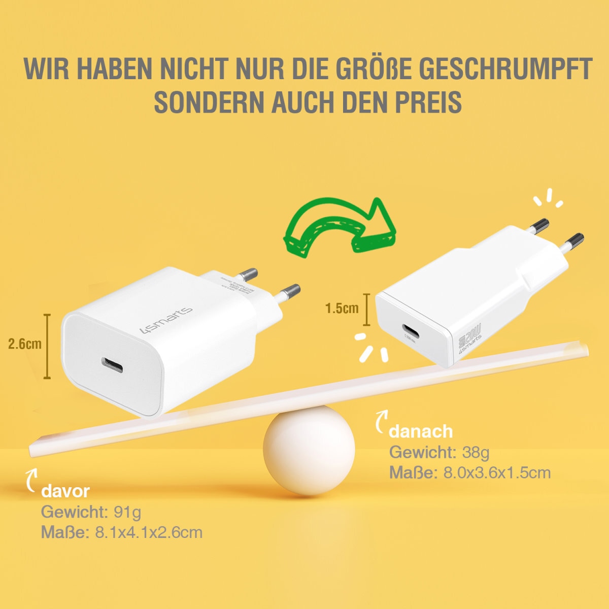 4smarts Schnelllade-Gerät »PDPlug Slim 30W GaN 1x USB-C«