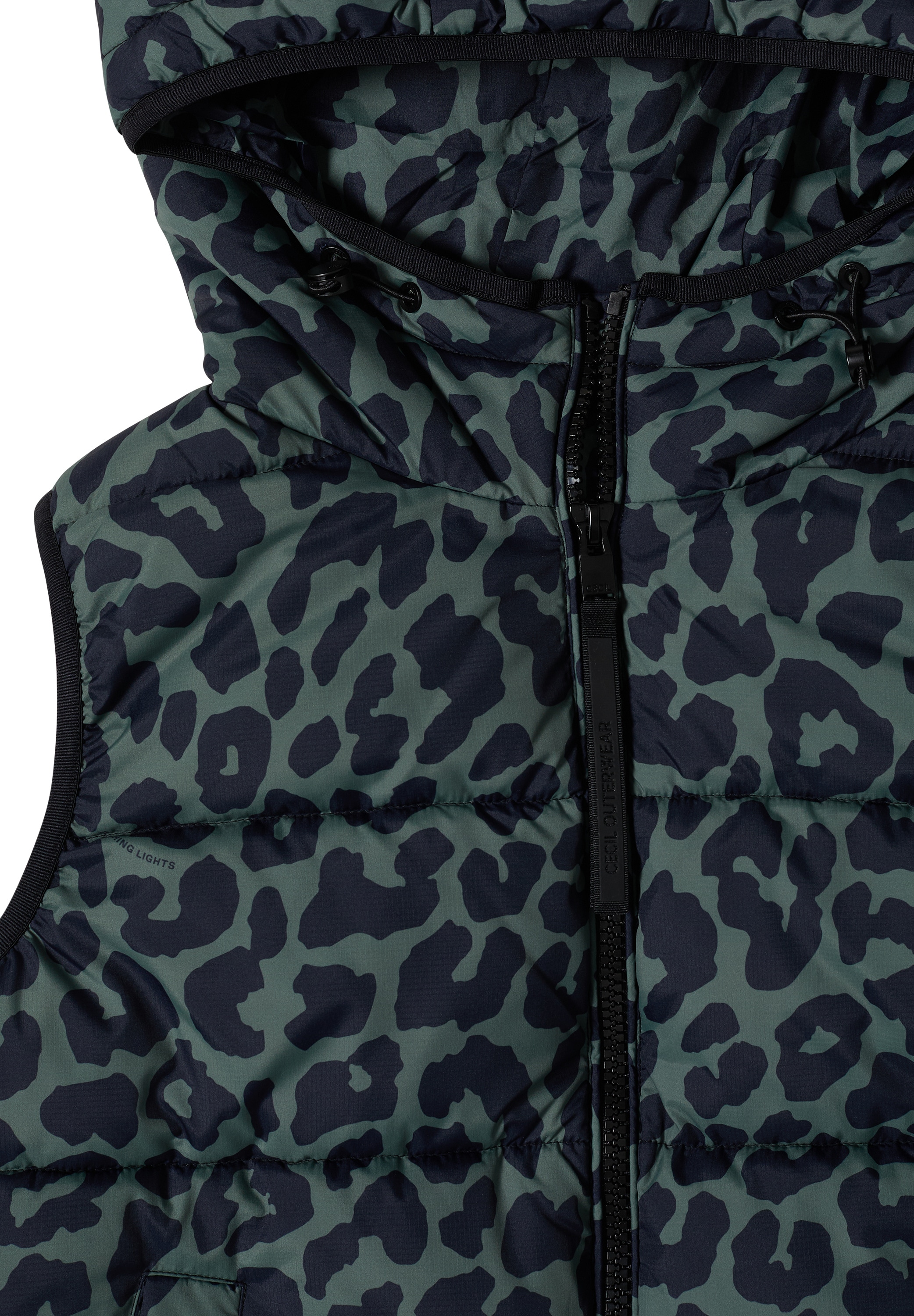 Cecil Steppweste Kapuze mit Kordelzug, Elastiksaum, Animal-Print