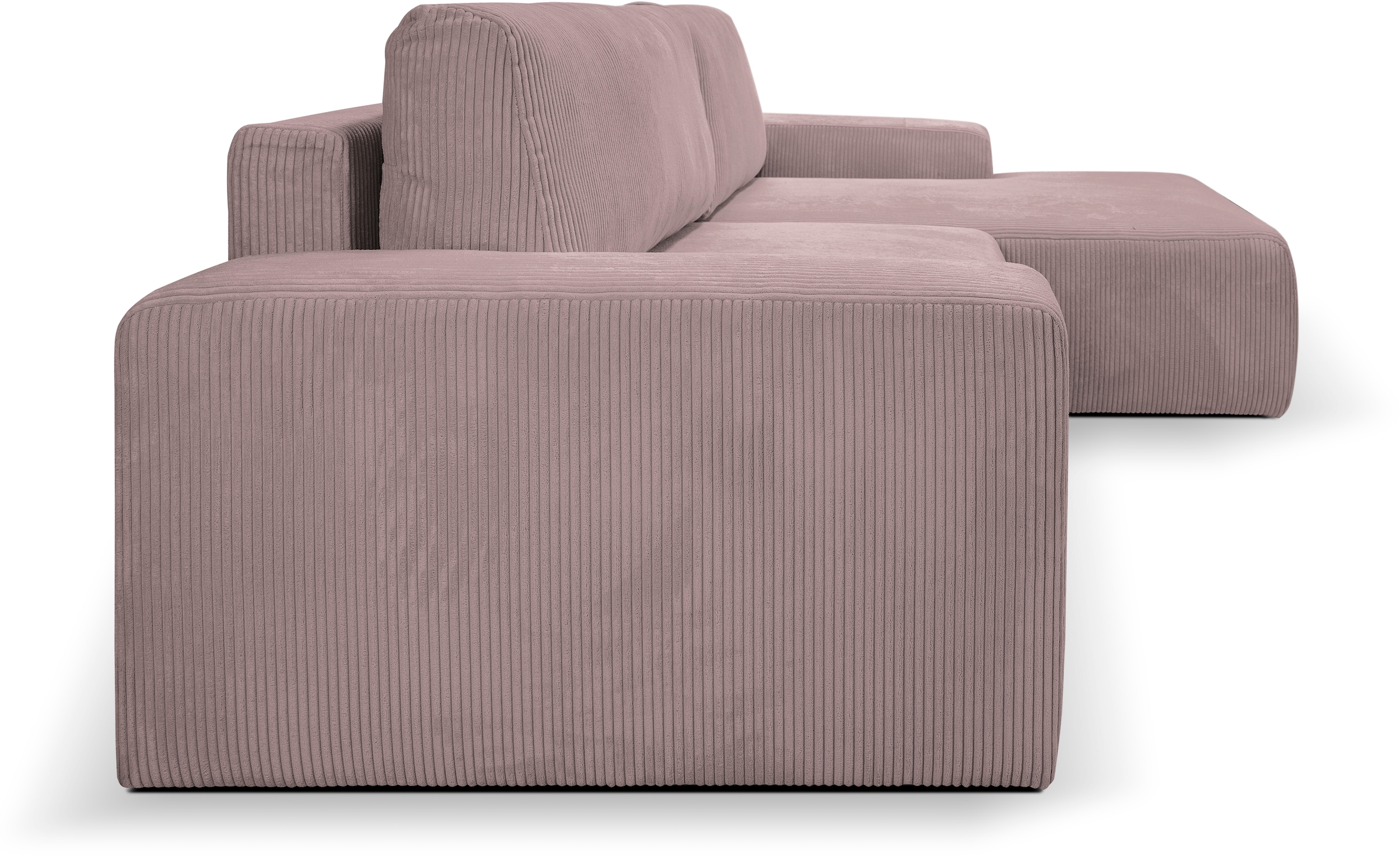 WERK2 Ecksofa »Hugo-L, kuschelweiche Trendstoffe Cord und Breitcord, L-Form«, Design Ecksofa in Cord mit Schlaffunktion & Bettkasten, Breite 267cm
