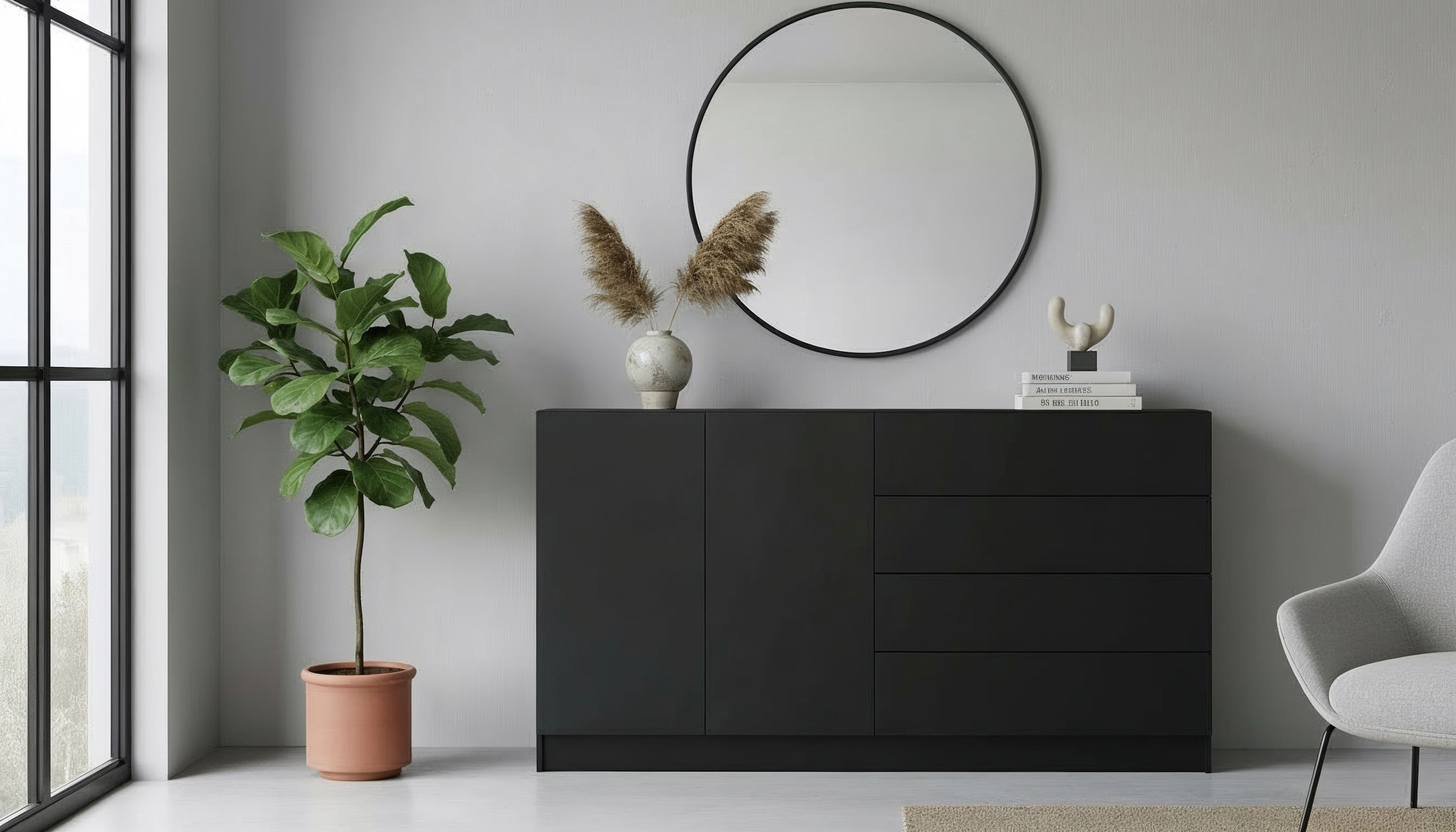 borchardt Möbel Sideboard »Vaasa, Kommode mit 2 Türen und 4 Schubkästen auf Kugelführungen«