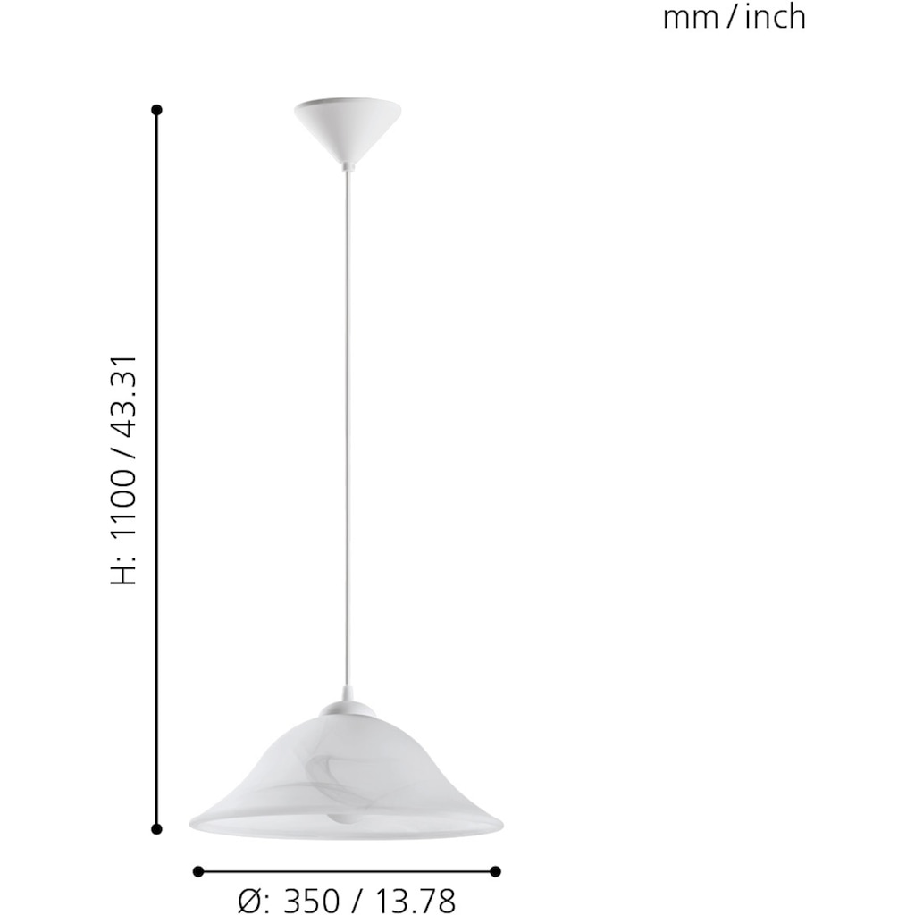 EGLO Pendelleuchte »ALBANY«, 1 flammig-flammig, weiß / Ø35 x H110 cm / exk. 1 x E27 (je max. 60W) / Esstisch / Küche