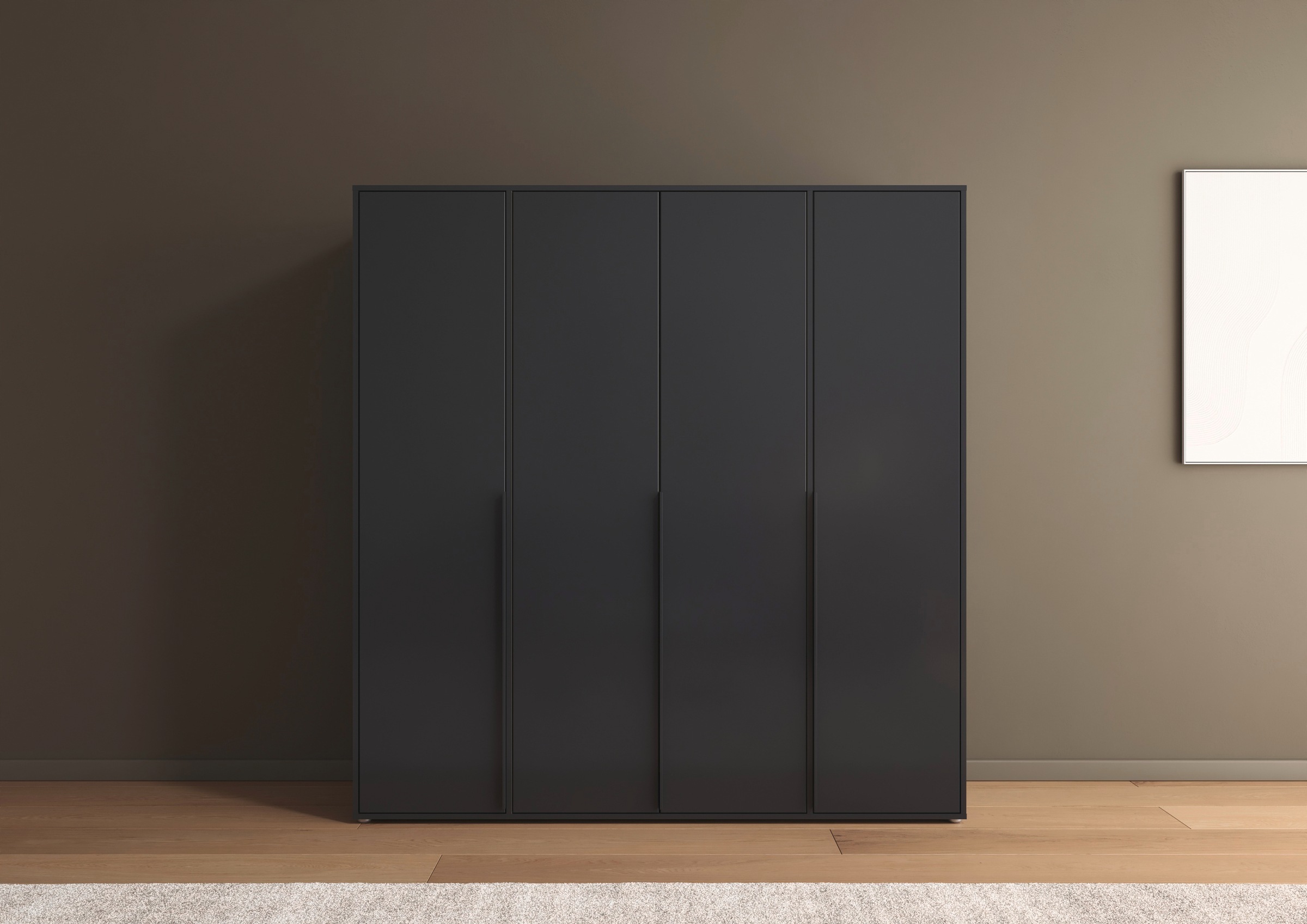 rauch Drehtürenschrank »Kleiderschrank Schrank Garderobe Wäscheschrank NAGATA viel Stauraum«, (in 3 verschiedenen Ausstattungen BASIC/CLASSIC/PREMIUM), mit modernen Stangengriffen in Graumetallic TOPSELLER MADE IN GERMANY