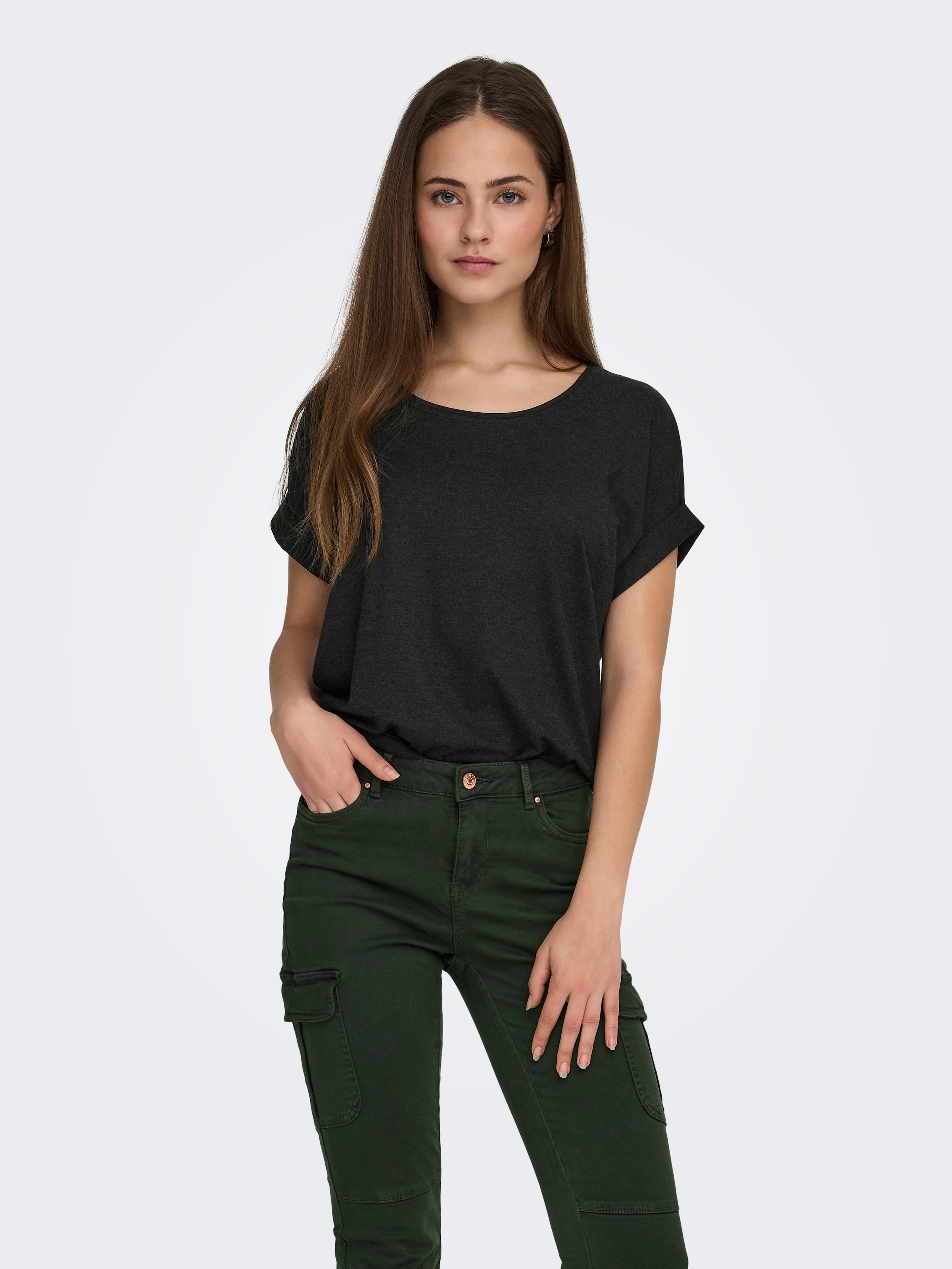 ONLY T-Shirt »ONLMOSTER – T-Shirt mit melierter Optik und elastischem Material«, meliert, casual, lässig geschnitten, Viskosemischung, Rundhals
