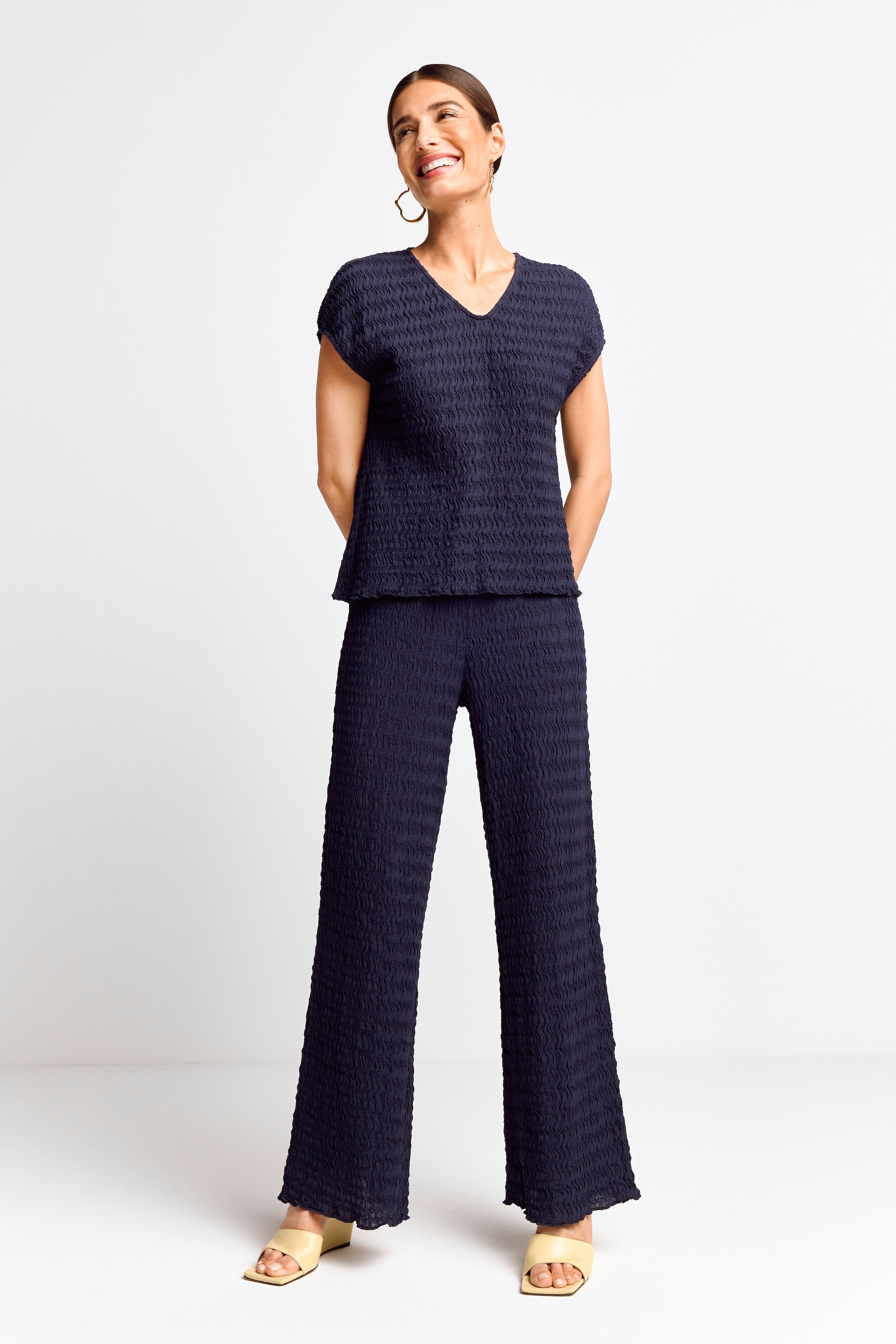 RICHROYAL V-Shirt, Crinkle-Optik