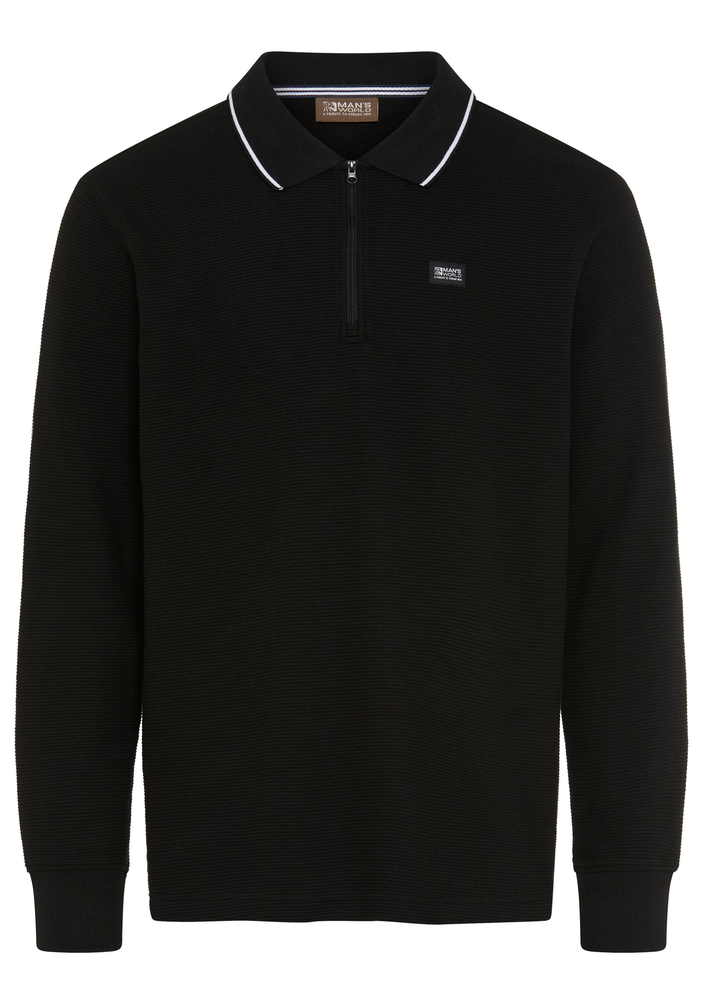 Man's World Sweatshirt , mit Polokragen, aus Baumwolle und Polyester, in unifarbener Optik
