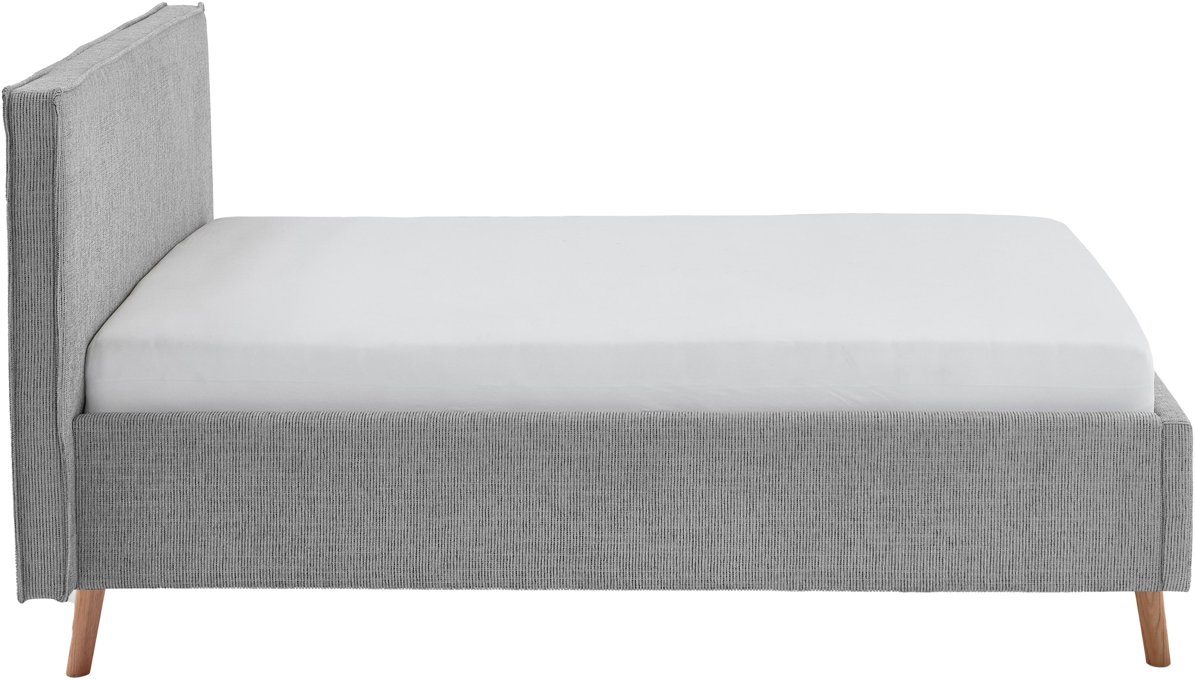 meise.möbel Polsterbett »Riva« mit eichefarbigen Holzfüßen, wahlweise mit Bettkasten und Lattenrost