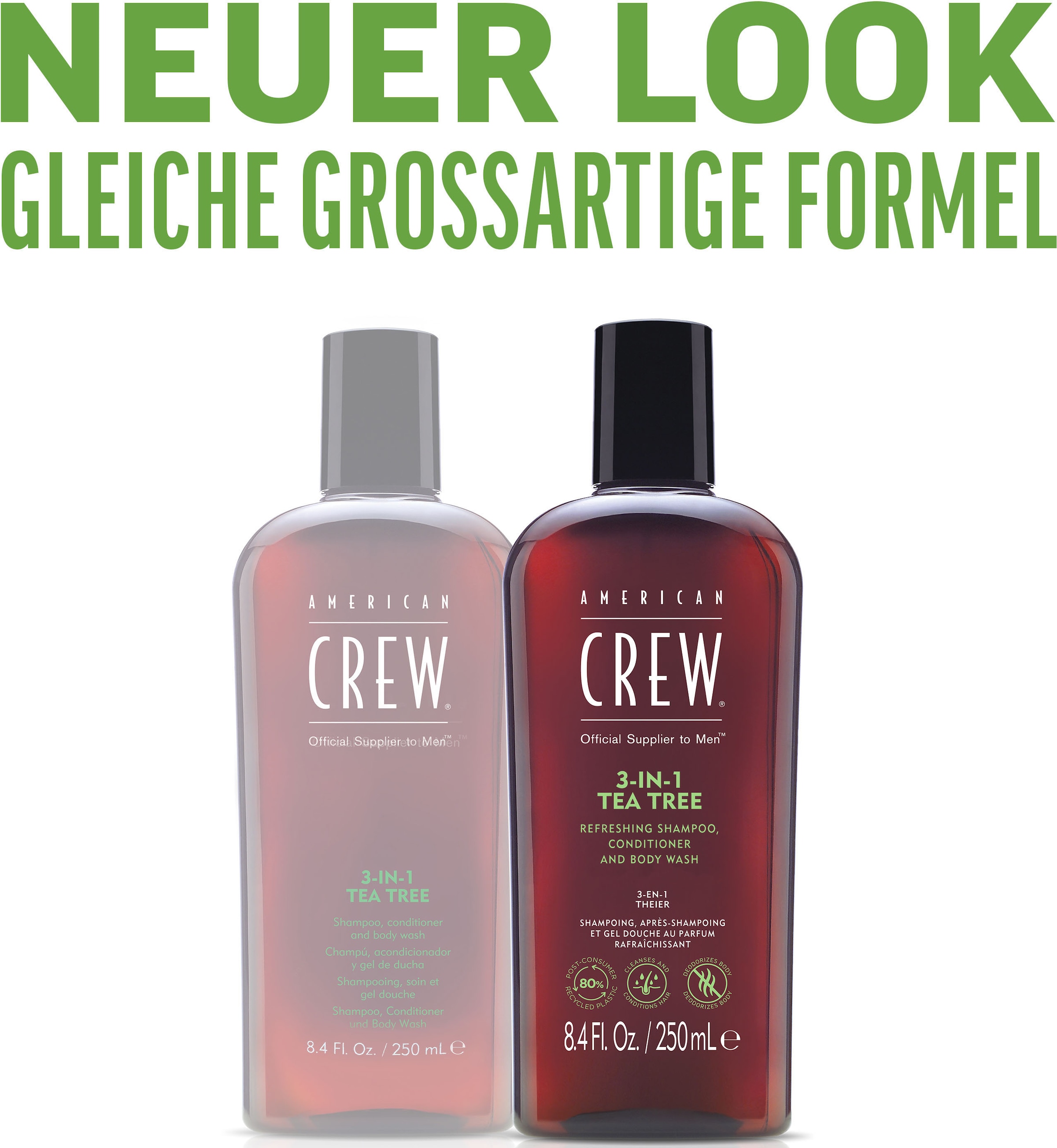 American Crew Haarshampoo »3In1 Tea Tree Shampoo. Conditioner & Body Wash 250 ml«, (1 tlg.)