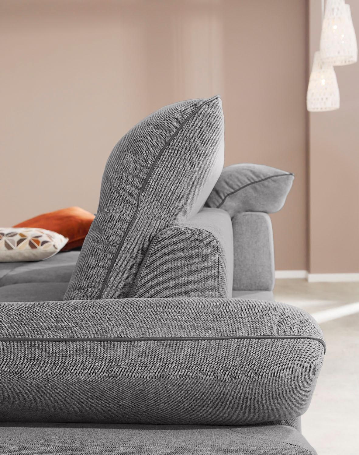 W.SCHILLIG Ecksofa »enjoy&MORE, Designsofa, elegant und bequem, L-Form«, Sitztiefenverstellung, Füße bronze pulverbeschichtet, Breite 294 cm