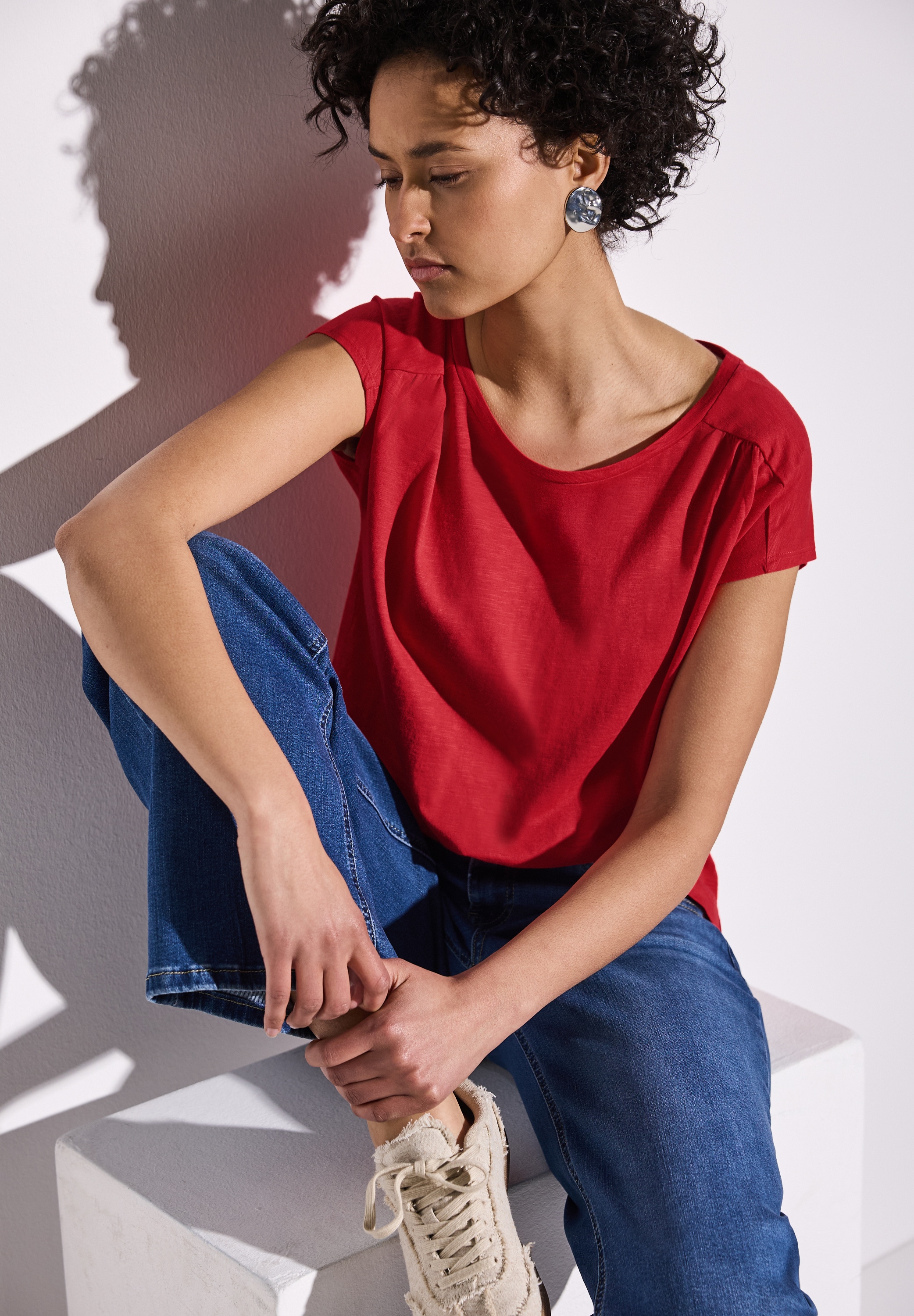 STREET ONE Shirttop, mit Raffung an der Schulter
