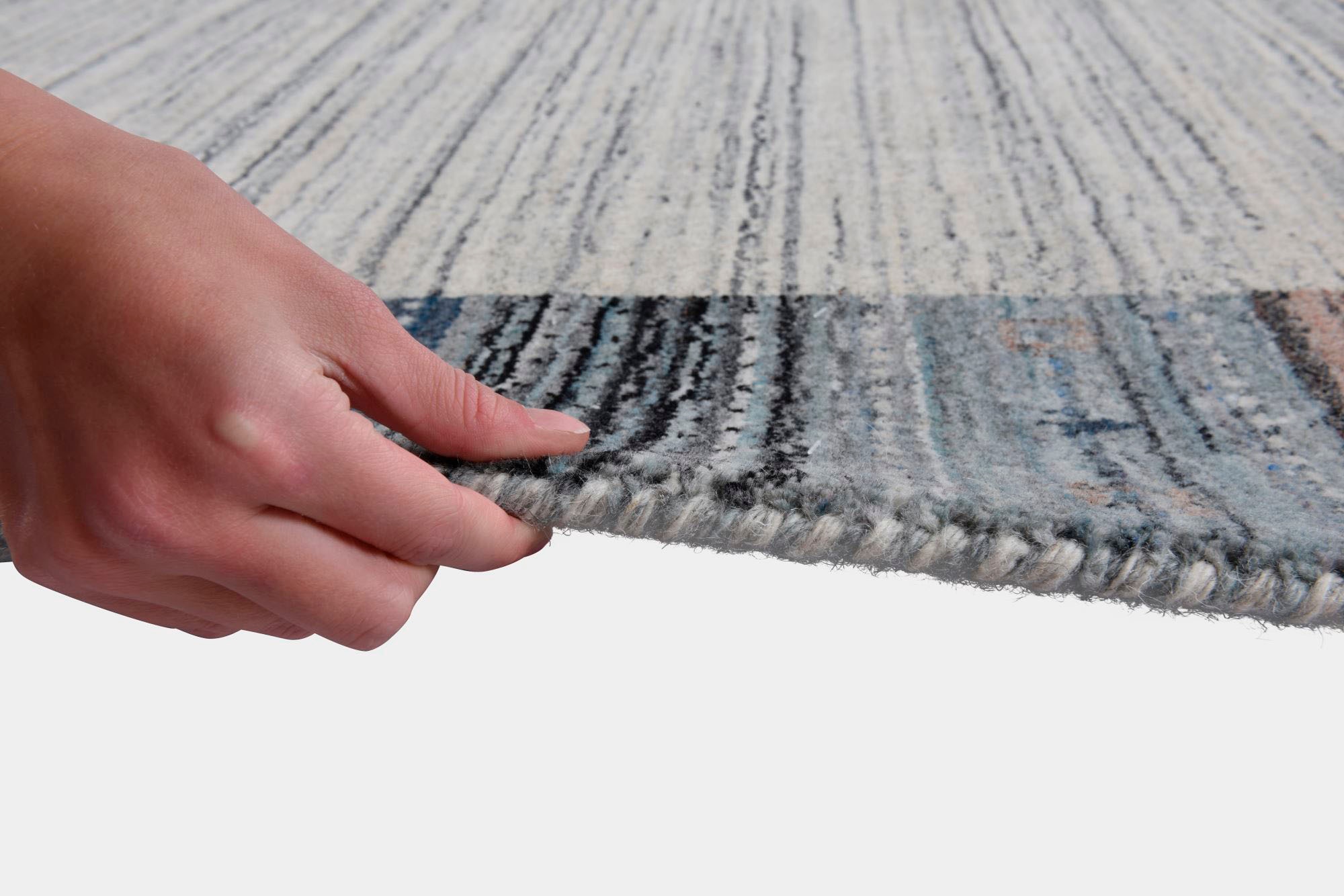 THEKO Wollteppich »Nebraska 2828«, rechteckig, 10 mm Höhe, Handweb-Teppich, reine Wolle, handgewebt, Gabbeh Design, mit Bordüre