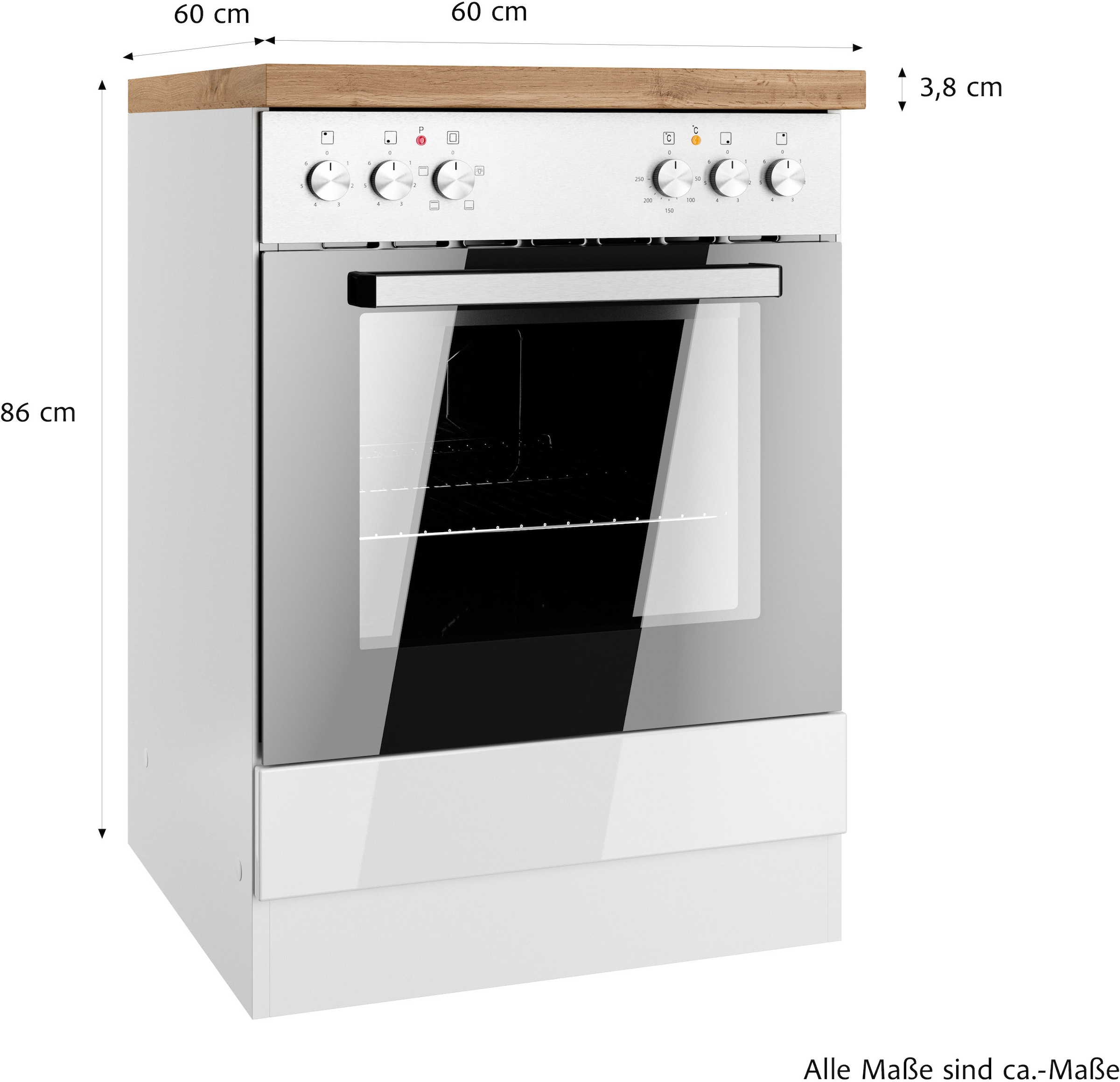 KOCHSTATION Herdumbauschrank »KS-Virginia,neu in verbesserter Ausführung« Stauraum,  Breite 60 cm, Höhe 85 cm, Nische für Ofen B/H/T: 56/59/55 cm