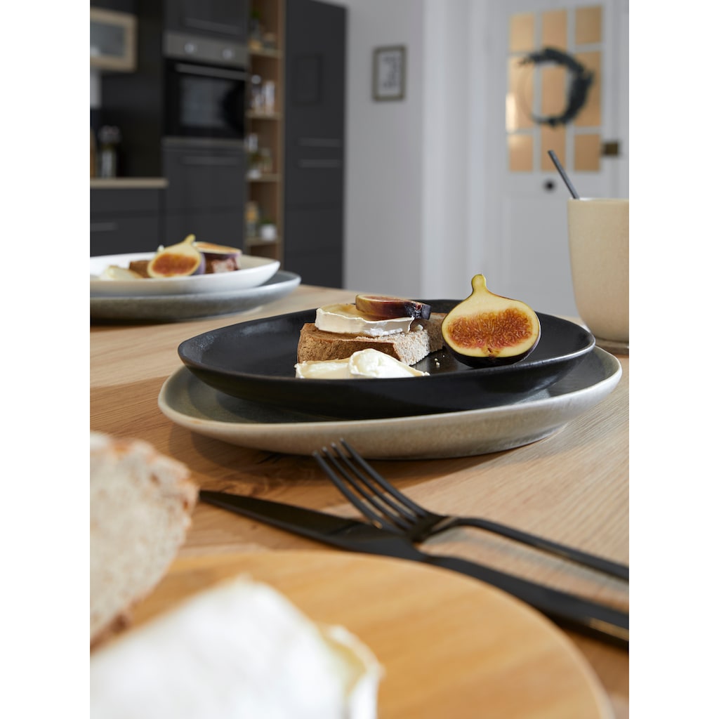 CreaTable Kombiservice »Geschirr-Set Pietra«, (Set, 16 tlg., Kaffeeservice und Tafelservice im Set, für 4 Personen), Service, jedes Stück ein Unikat, 16 Teile, für 4 Personen