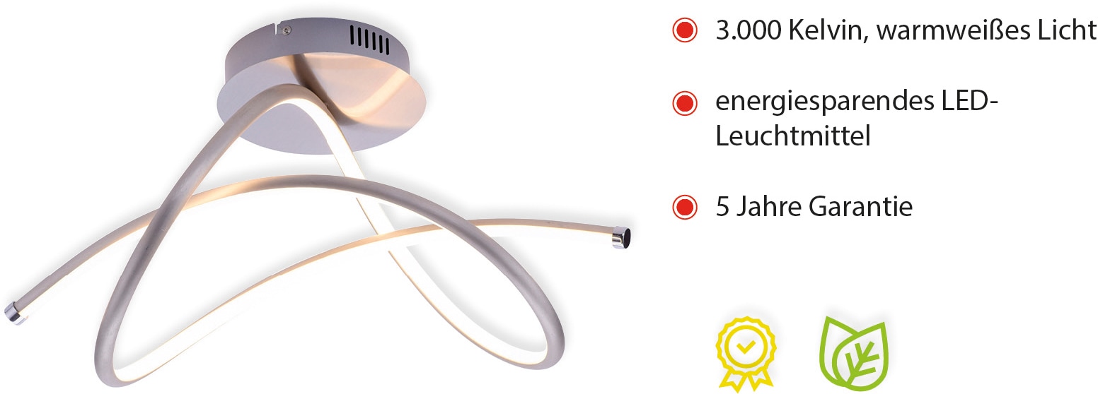 JUST LIGHT Deckenleuchte »VIOLETTA«, 1 flammig, Leuchtmittel LED-Board | LED fest integriert, inklusive festverbaute LED, aus Stahl gefertigte Deckenlampe