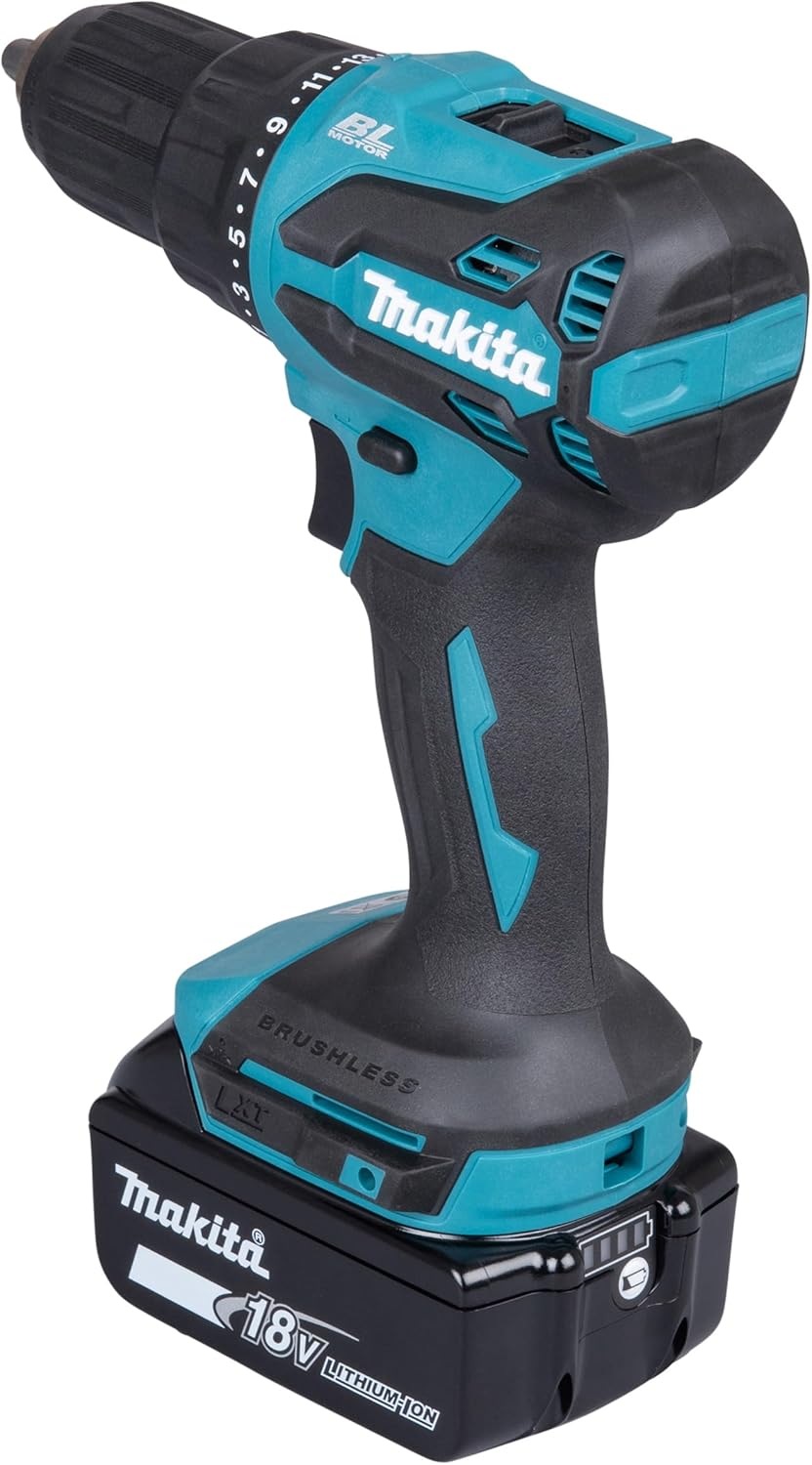 Makita Akku-Schlagbohrschrauber »DHP490RFX3, 18V, Inkl. 2x 3Ah Akku und Ladegerät« max. 65 Nm, 0-1.900 min- ¹,  kraftvoller, bürstenloser, einsetzbar zum Schrauben und Bohren