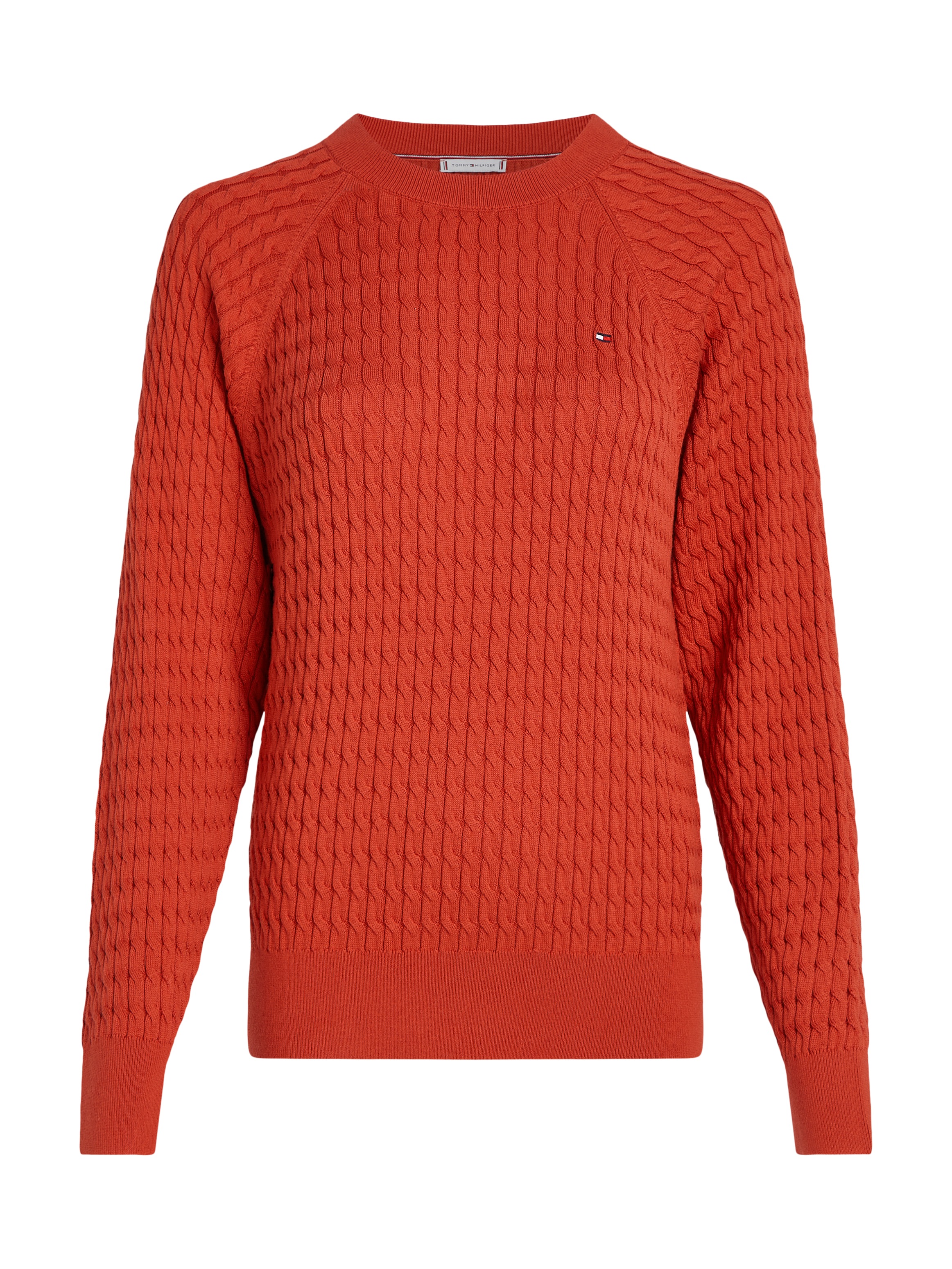 Tommy Hilfiger Rundhalspullover »CO CABLE C-NK SWEATER«, mit Zopfmuster