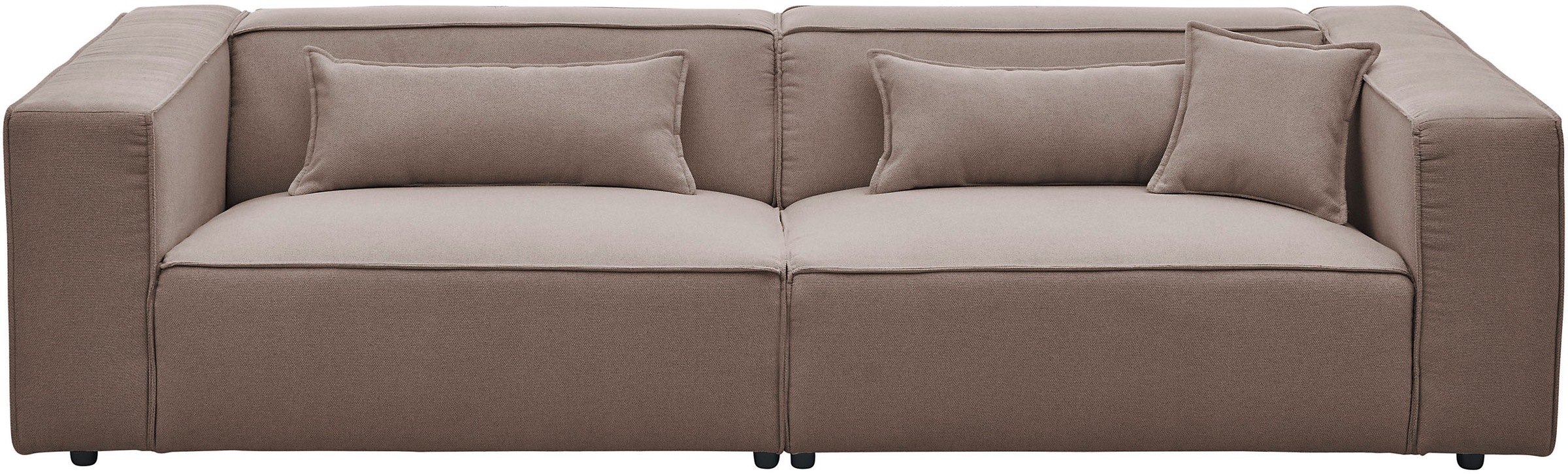 LeGer Home by Lena Gercke 3-Sitzer »PIARA, Couch mit Kedernaht, Sofa in Cord, Leinenoptik o. Strukturstoff«, schwarze Füße, bequemer Sitzkomfort