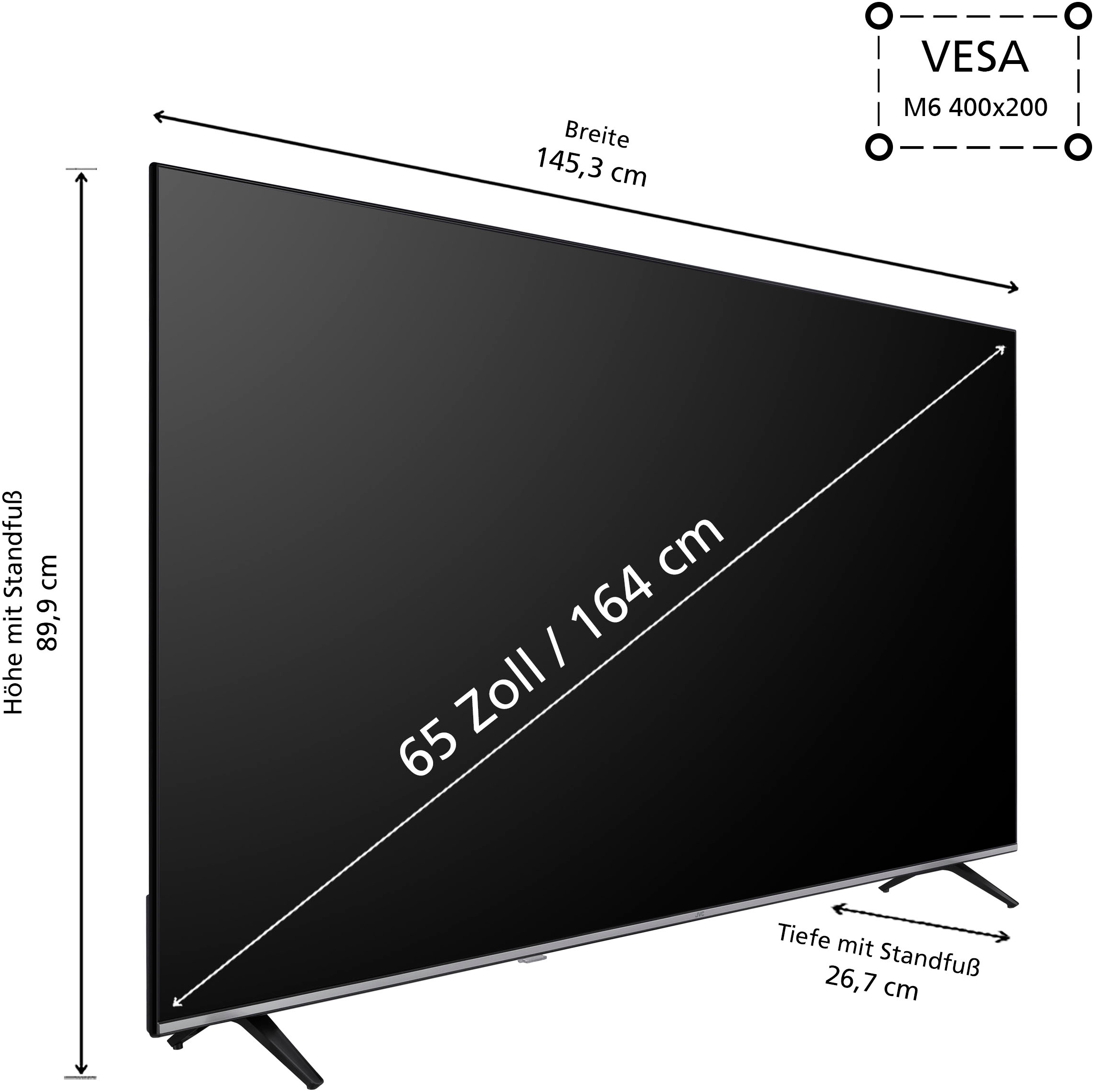 JVC DLED-Fernseher »LT-65VU7555«, 4K Ultra HD, Smart-TV