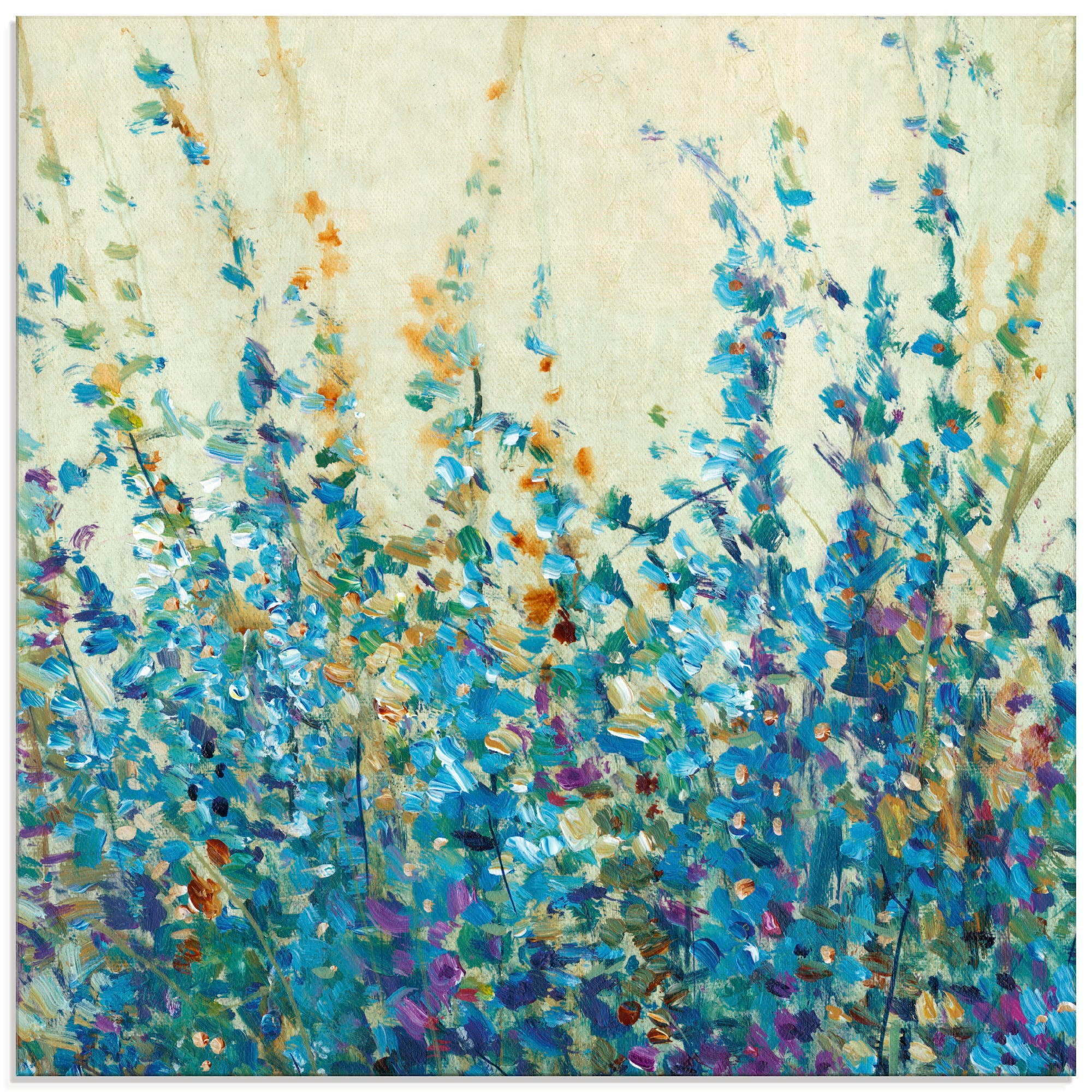 Artland Glasbild »Blautöne II«, Blumenwiese, (1 St.)