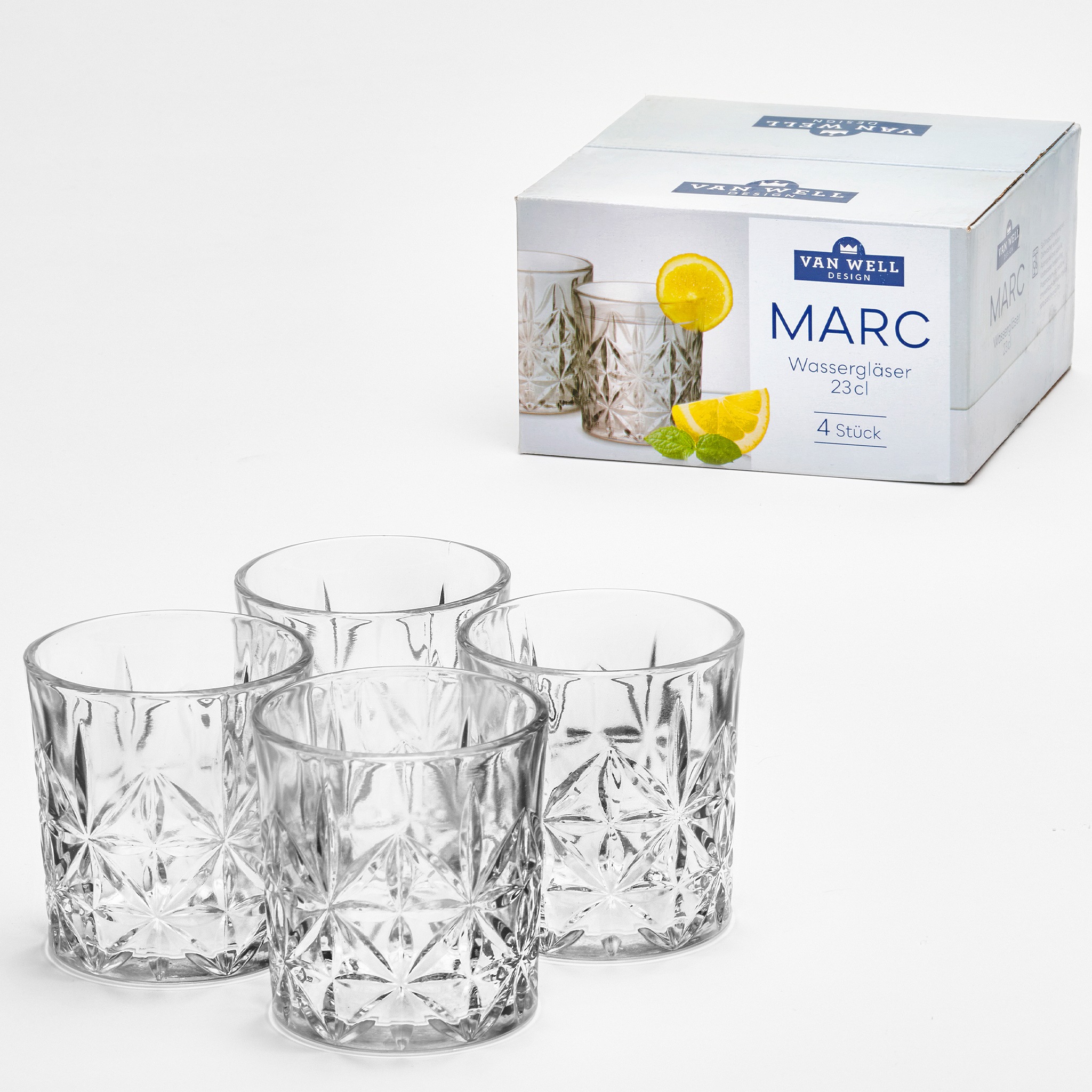 van Well Glas »Wassergläser 230 ml Marc, 4 Stück« Kristalloptik, spülmaschinengeeignet