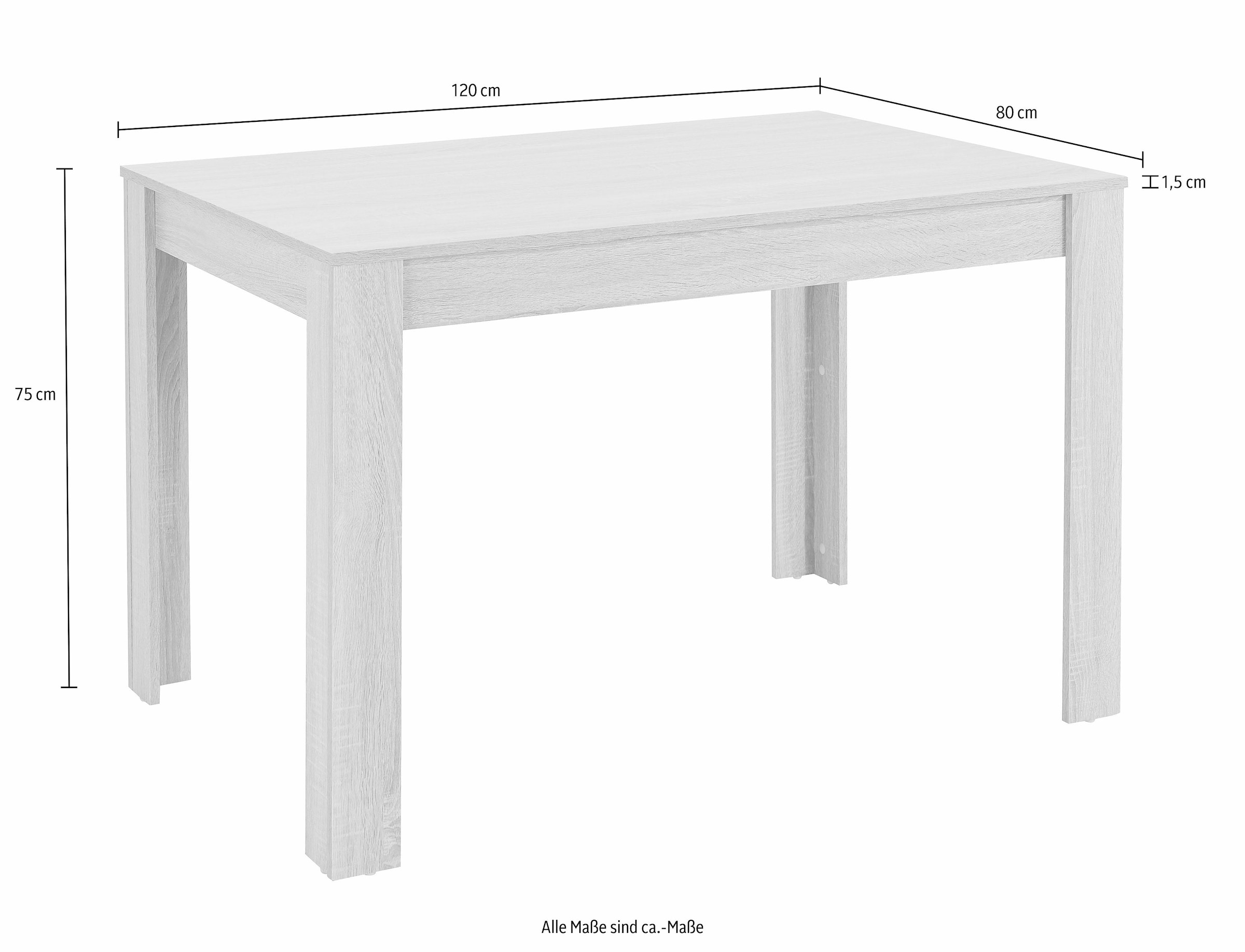 INOSIGN Essgruppe, (Set, 5 tlg.), Tischbreite 120 cm in eichefarben sägerau  bestellen bei OTTO