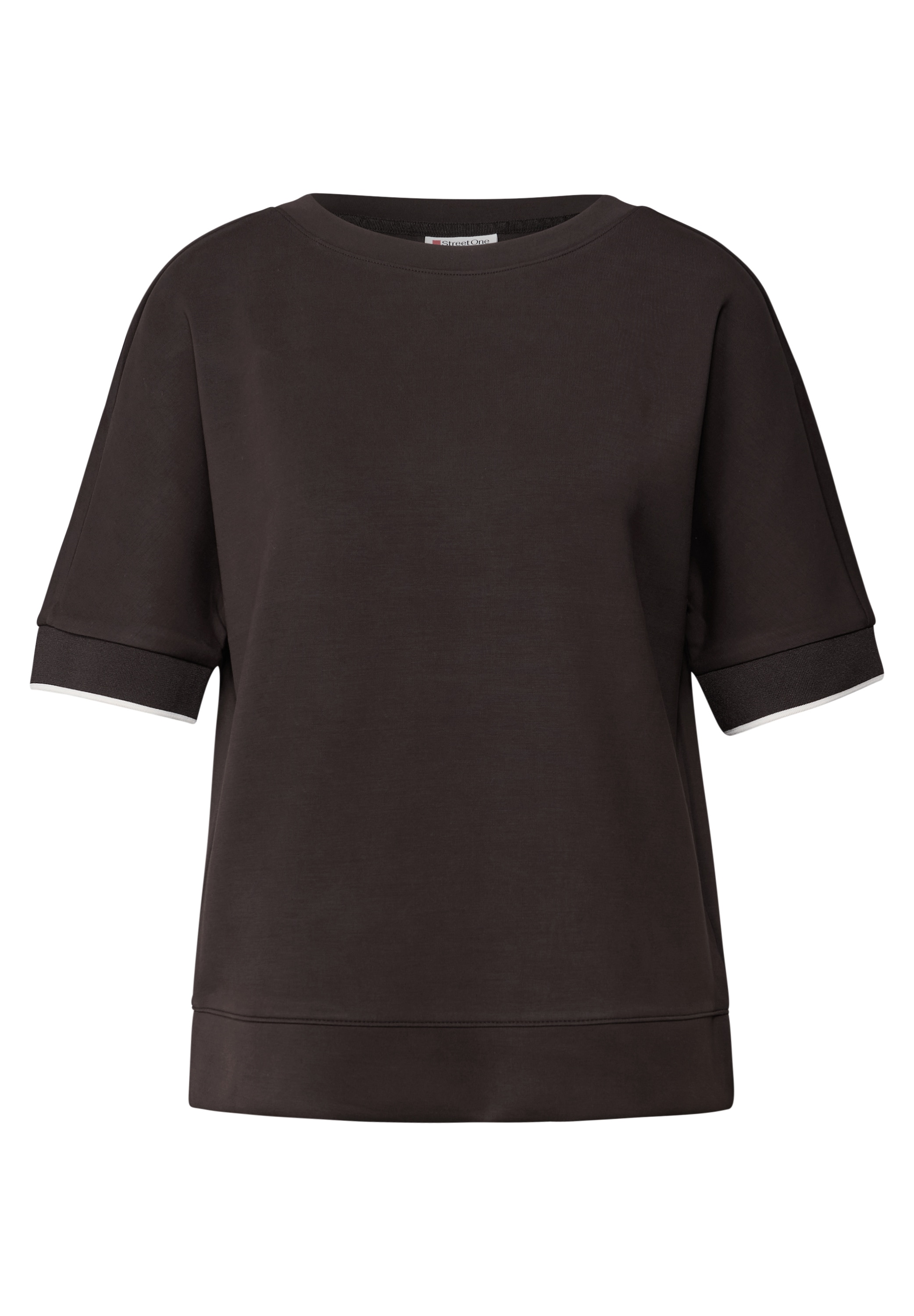 STREET ONE T-Shirt, im Silk Look und mit dezentem Kontrastdetail, Sommershirt