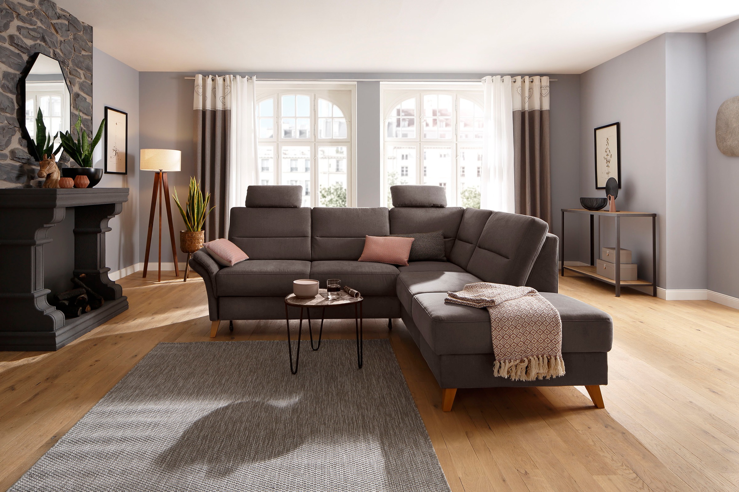 Home affaire Ecksofa »Westerland L-Form«, Federkern-Polsterung, wahlweise mit Bettfunktion, Bettkasten