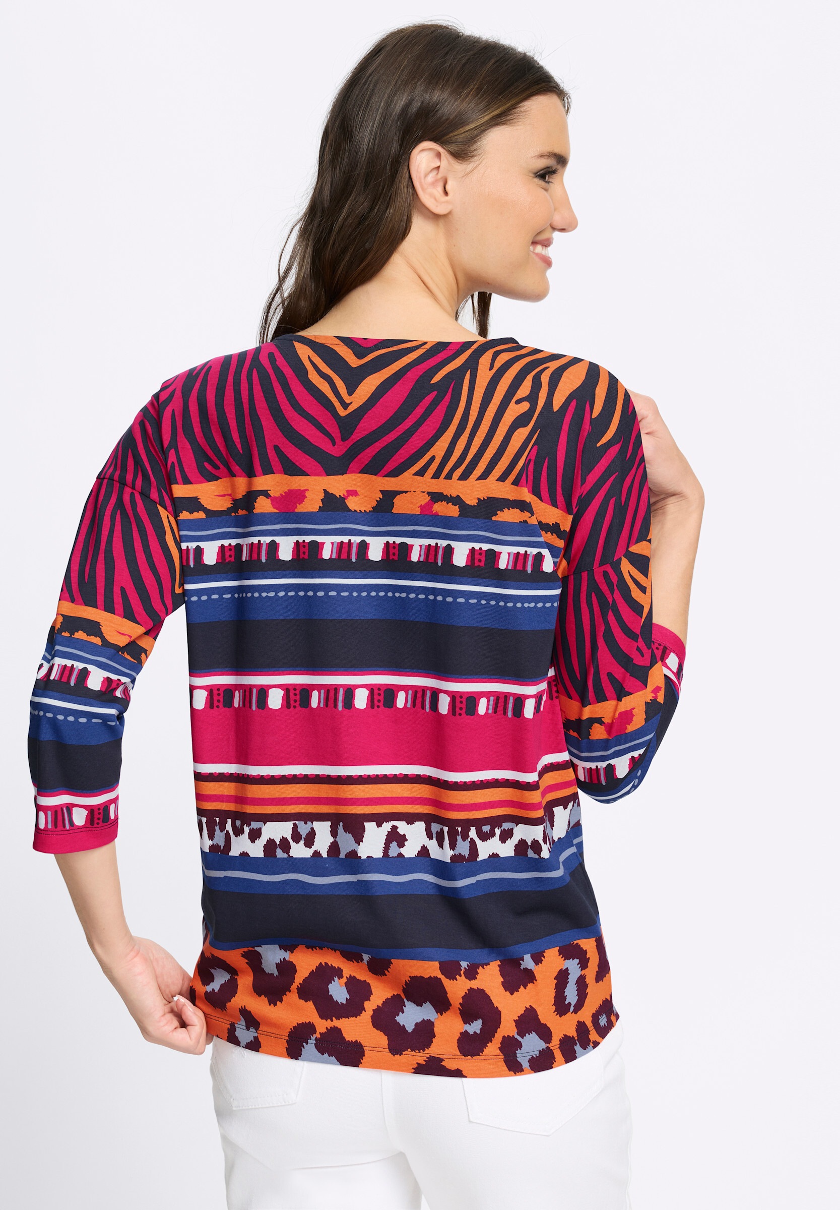 Sieh an! T-Shirt »3/4-Arm-Shirt 3/4-Arm-Shirt mit Animal-Streifen-Muster«