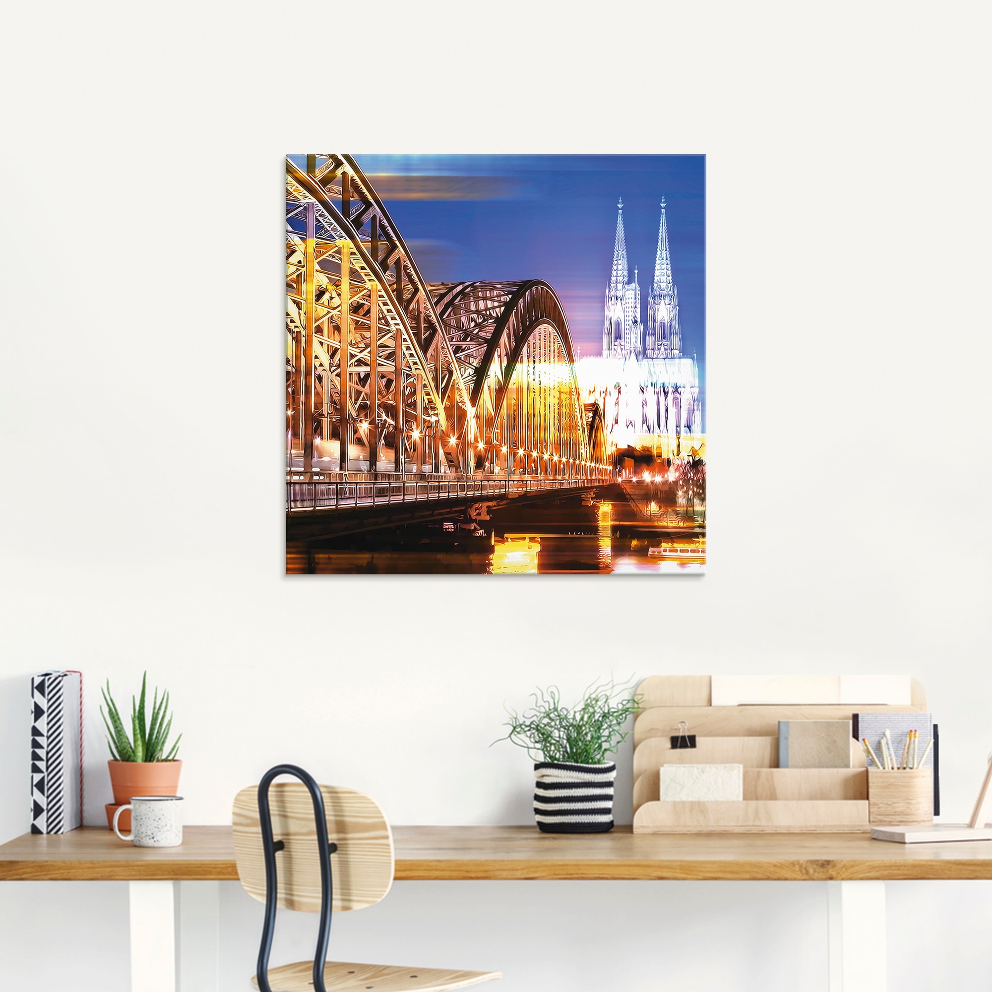 Artland Glasbild »Köln Skyline Abstrakte Collage 10« Brücken 1 Stk. tlg. in verschiedenen Größen