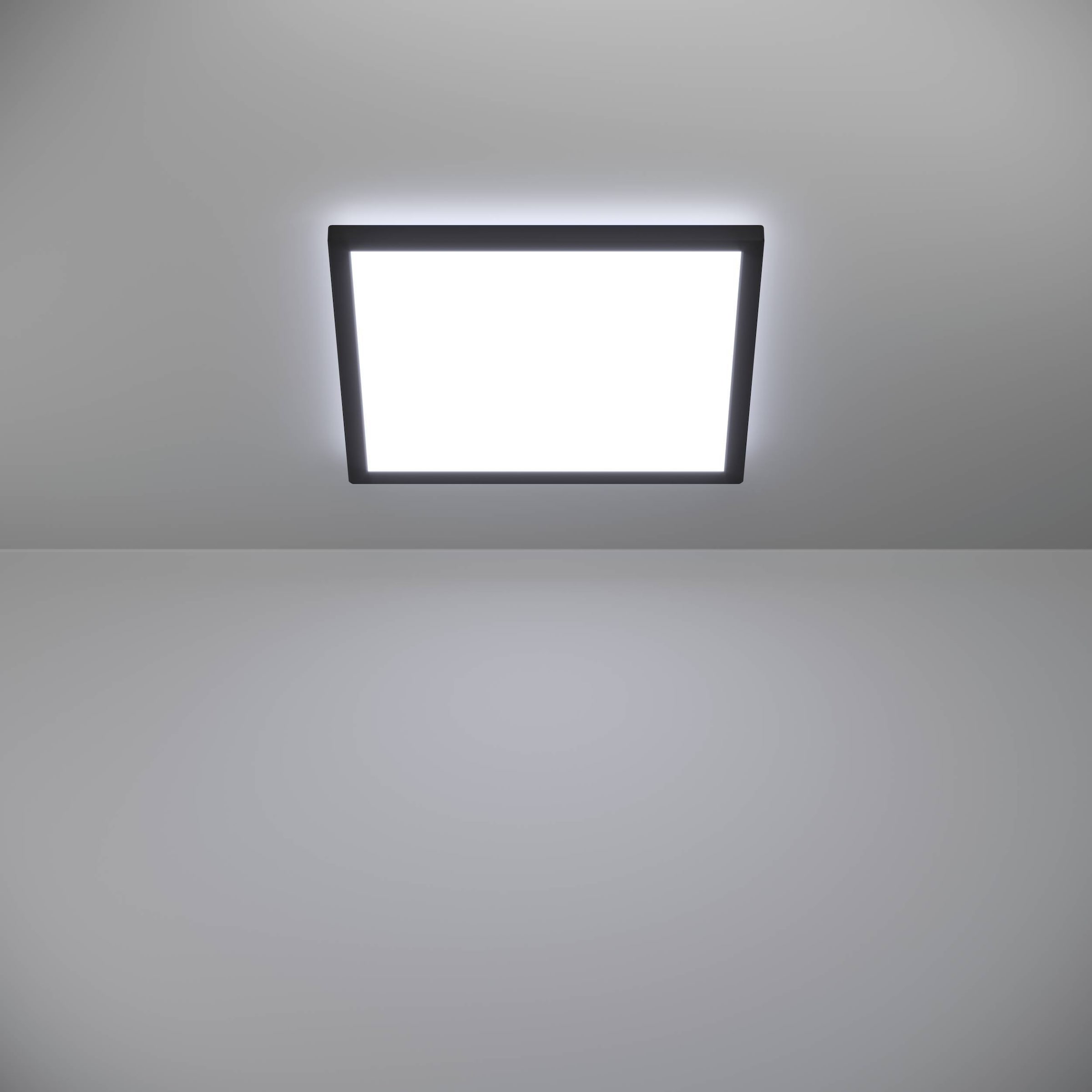 EGLO Deckenleuchte »Rovito-R Deckenlampe, Deckenbeleuchtung, Badlampe, Kunststoff, IP44« LED-Modul 1 Stk. Kaltweiß | Neutralweiß | Warmweiß Wand-/Deckenleuchte - L39 x B39 x H3 cm - schwarz - 17,6W inkl.