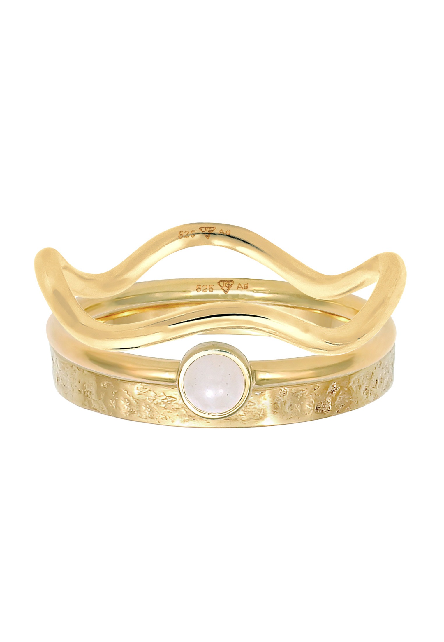 Elli Premium Ring-Set »Ring Solitär Rosa Quarz 3er Ring Set 925 Silber«